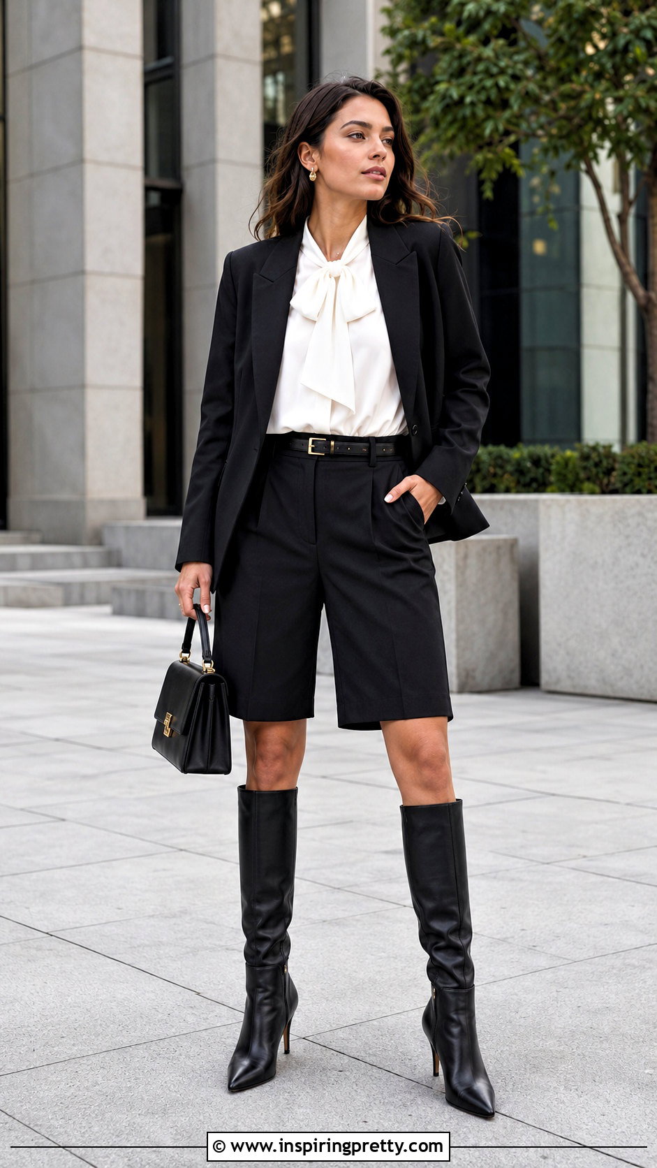 Bow Top With Bermuda Shorts - 50 bow top outfit ideas