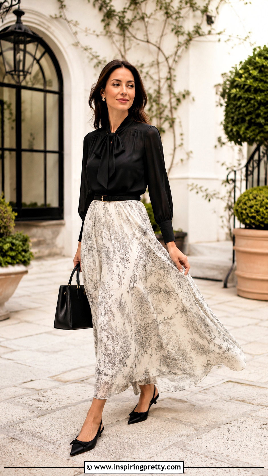 Bow Top With a Maxi Skirt - 50 bow top outfit ideas