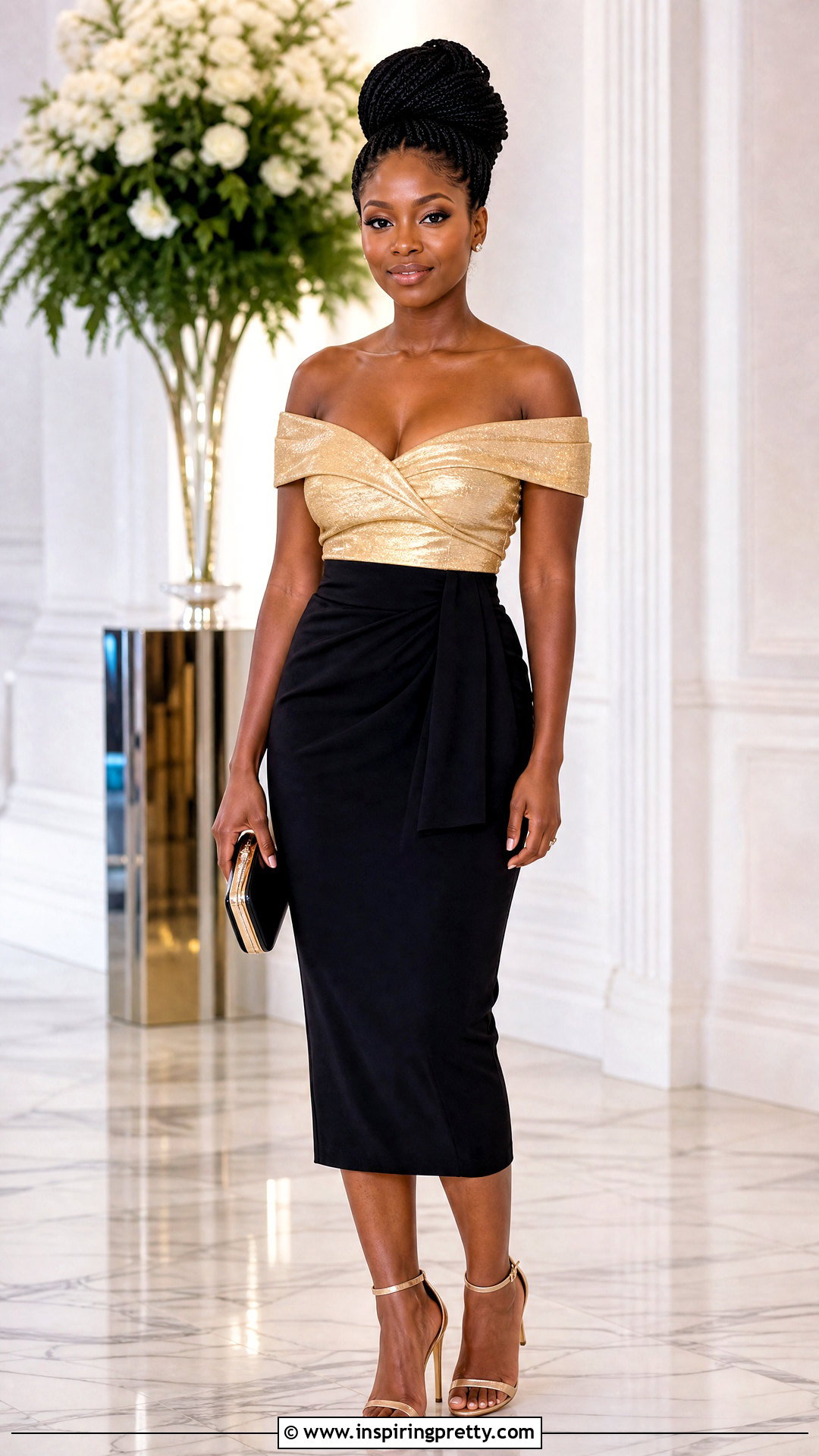 Box Braid Bun With Off Shoulder Top - 50 off shoulder top hairstyle ideas
