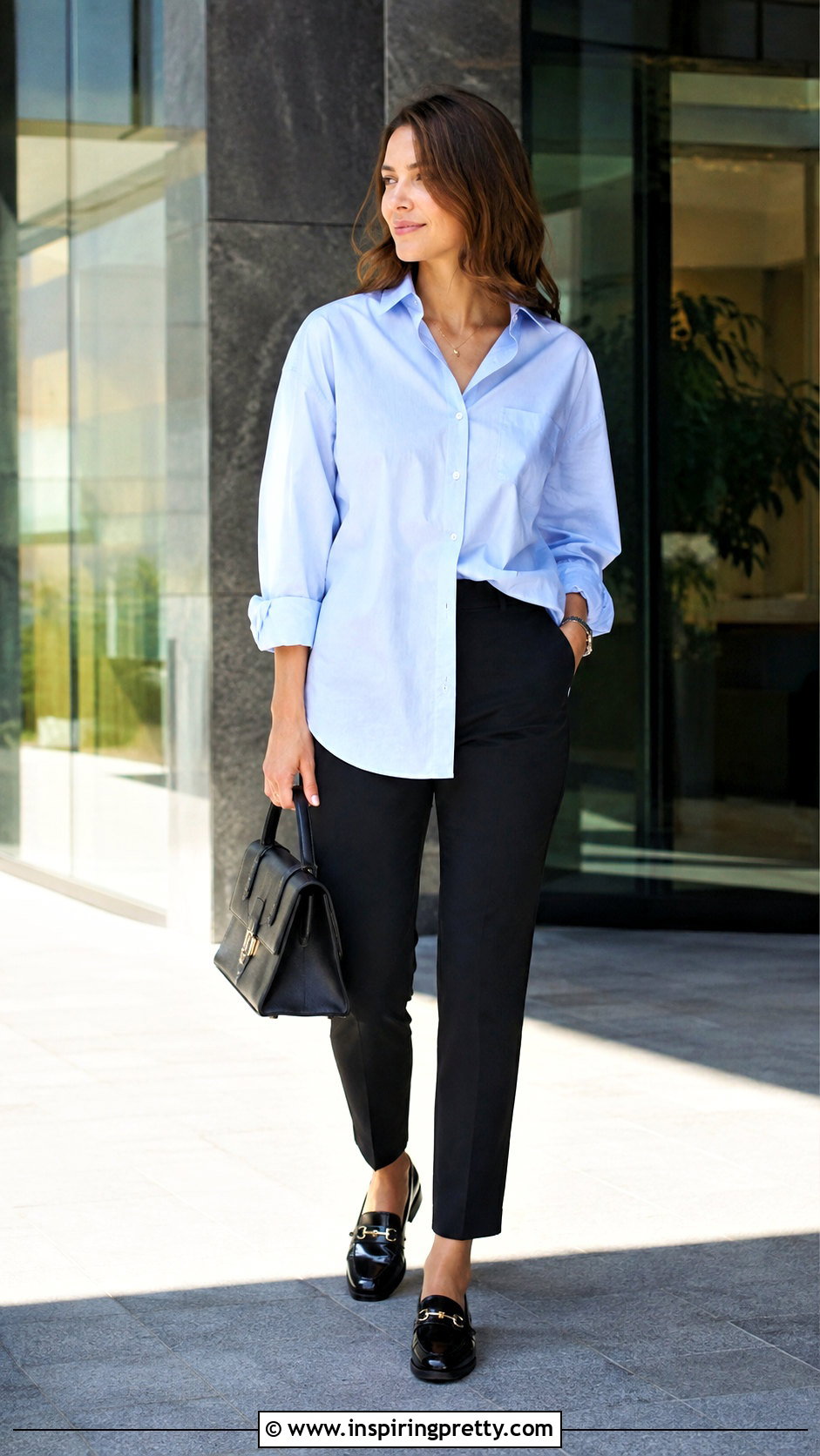 Boxy Button Down Shirt With Slim Pants - How To Style Boxy Tops (25 Ways)