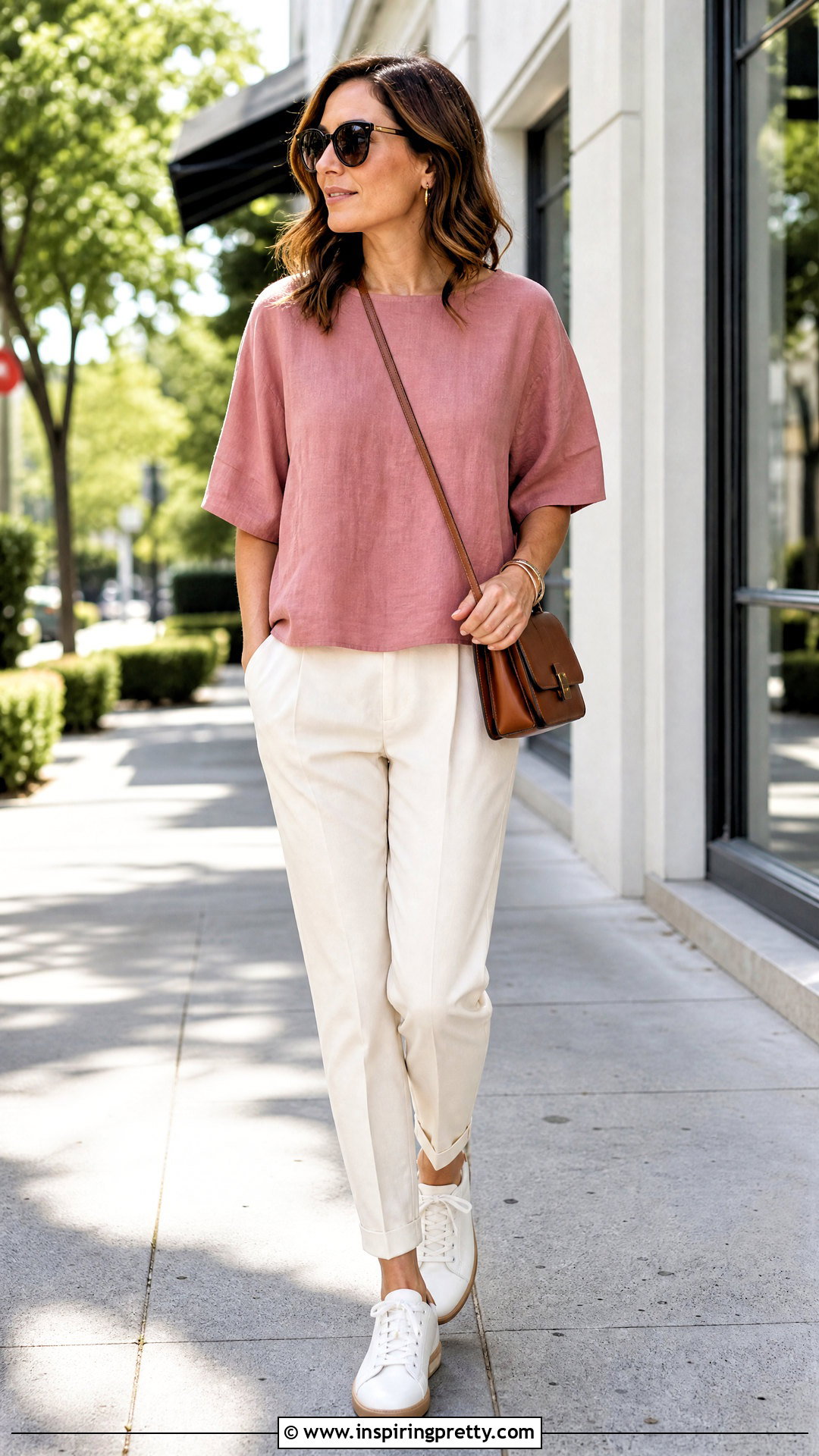 Boxy Cotton Top With Tapered Pants - 50 modest summer tops outfit ideas