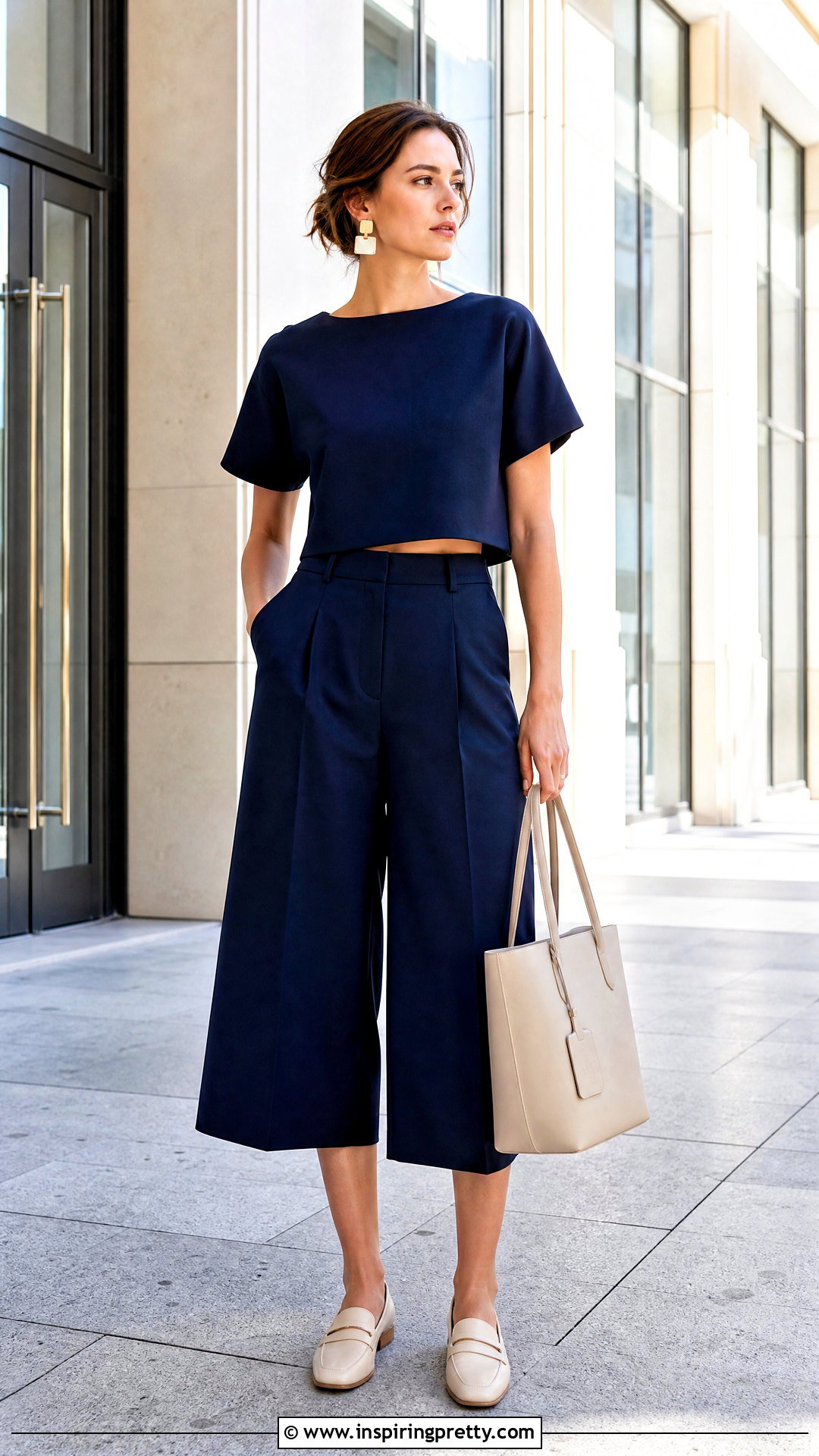 Boxy Crop Top With High Waisted Culottes - 50 crop top designs