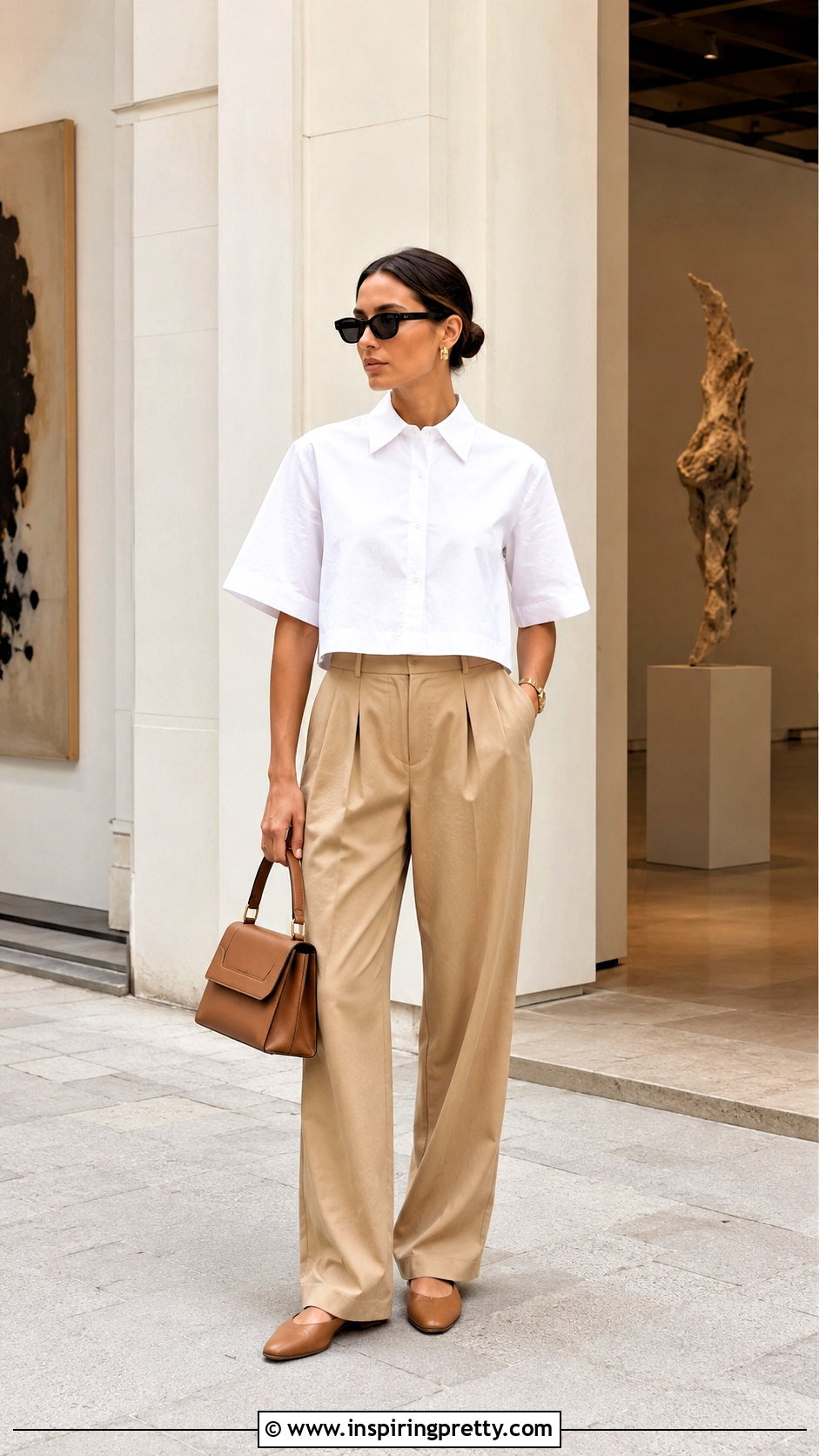Boxy Cropped Summer Top With High Waisted Trousers - 50 summer tops women