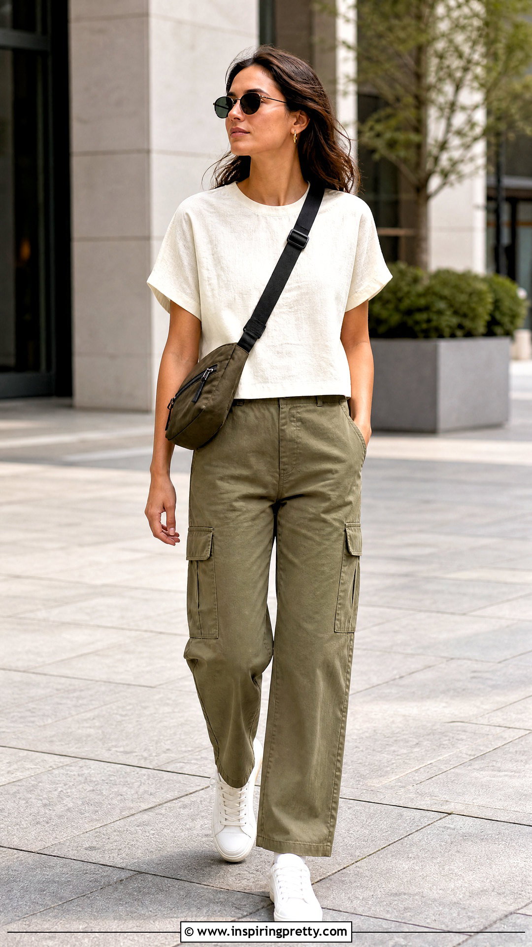 Boxy Linen Top With Cargo Pants - 50 linen top outfit ideas