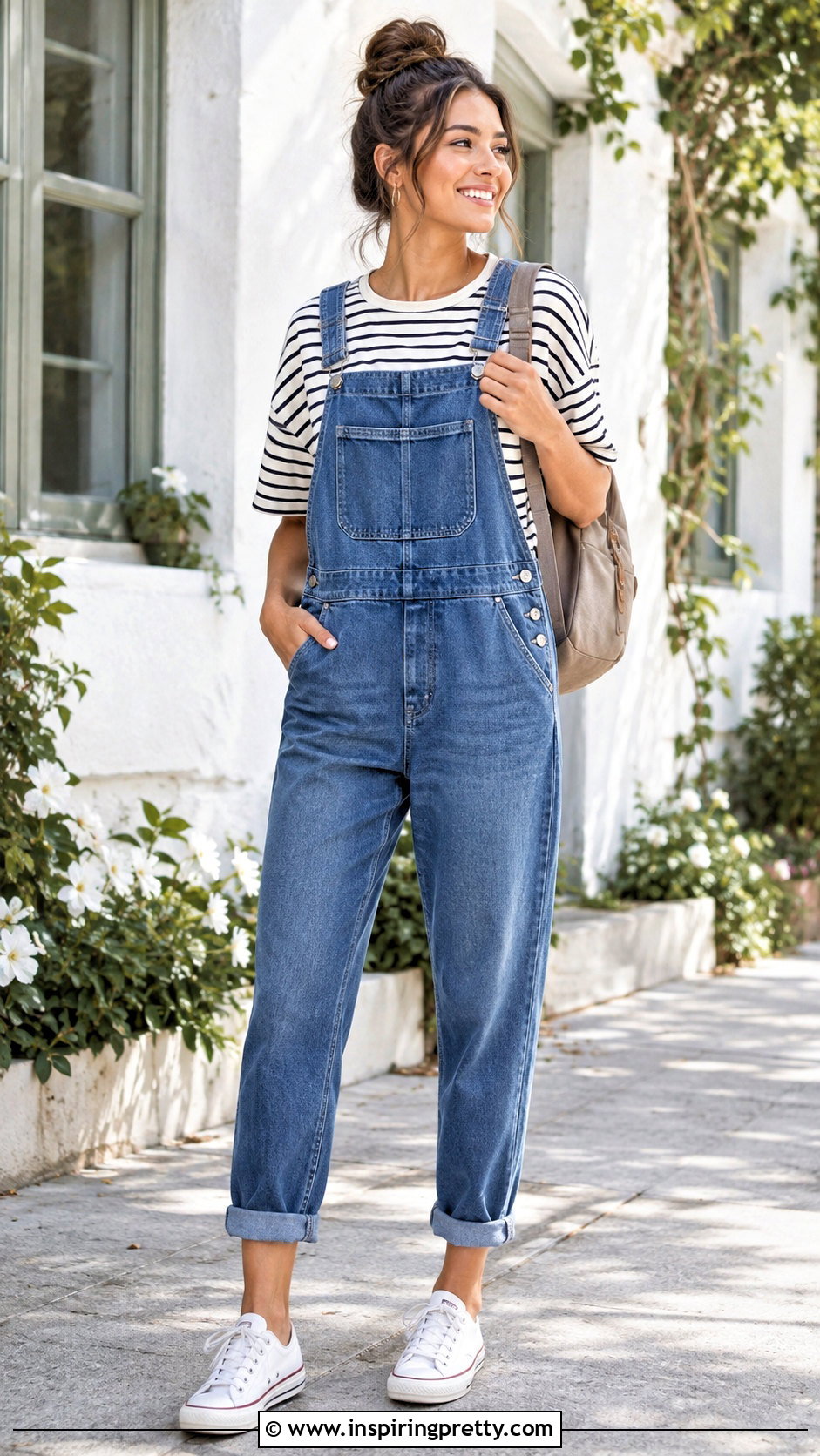 Boxy T Shirt With Denim Overalls - How To Style Boxy Tops (25 Ways)