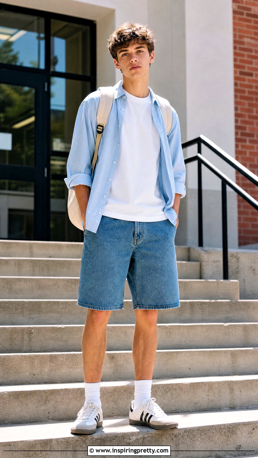 Boxy Tee And Denim Shorts Outfit - 50 cute tops for school ideas