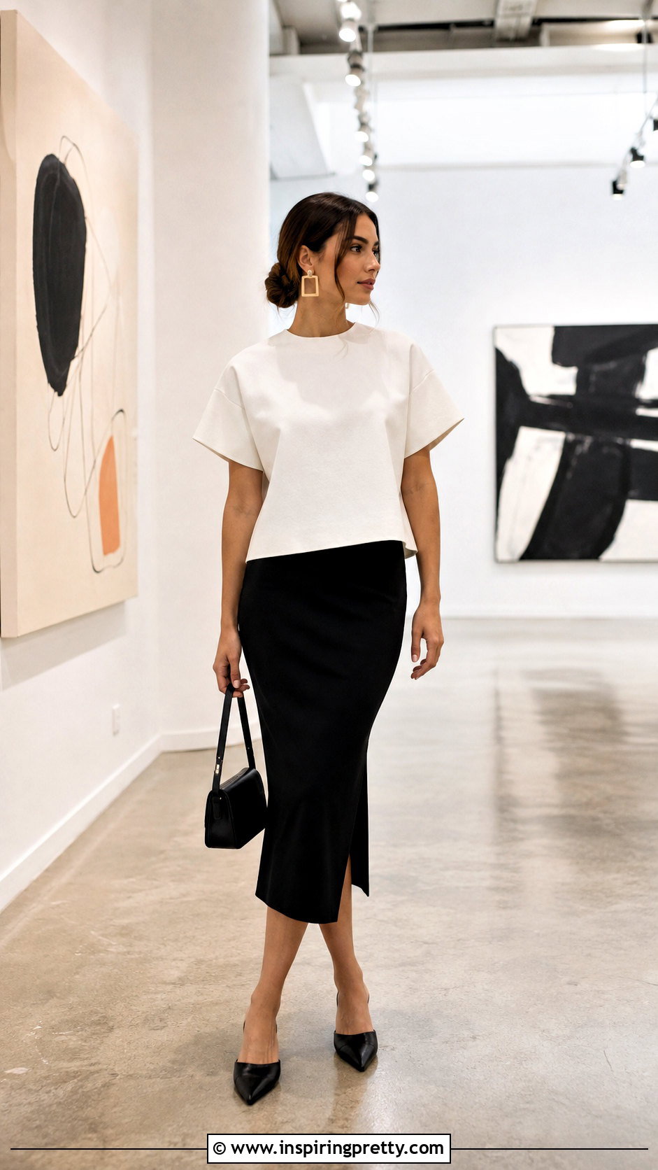 Boxy Top With Slim Midi Skirt - 50 Simple Top Designs