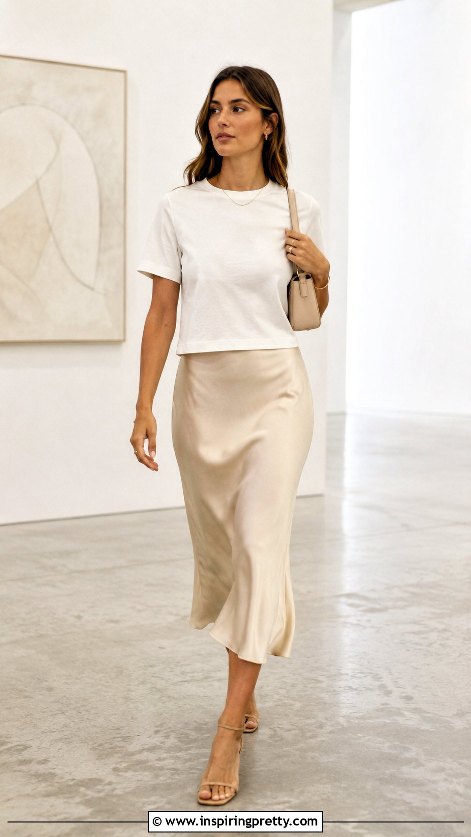 Boxy Top With a Satin Midi Skirt - How To Style Boxy Tops (25 Ways)