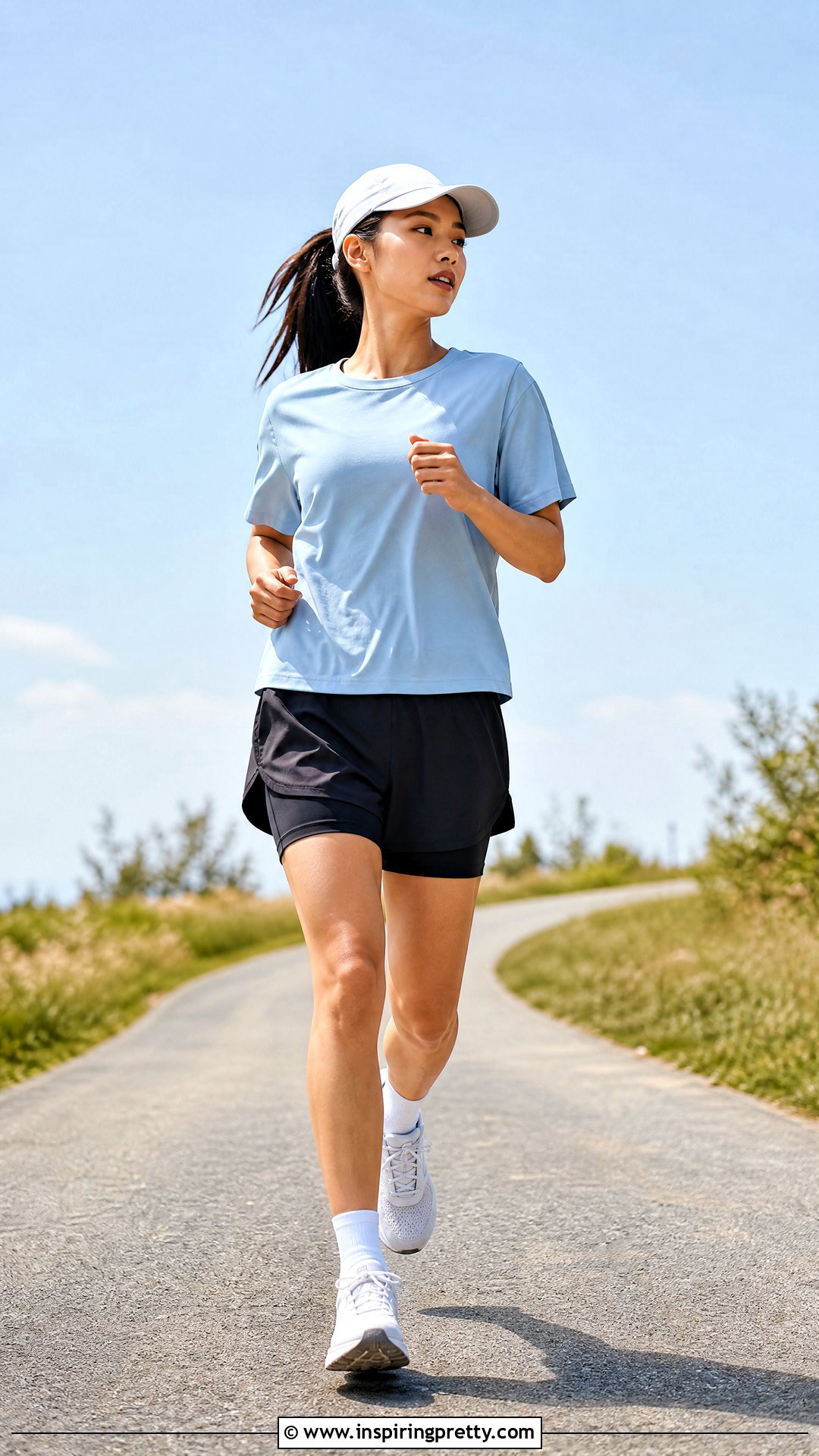 Boxy Workout T Shirt With Running Shorts - 20 loose fitting workout tops outfit ideas
