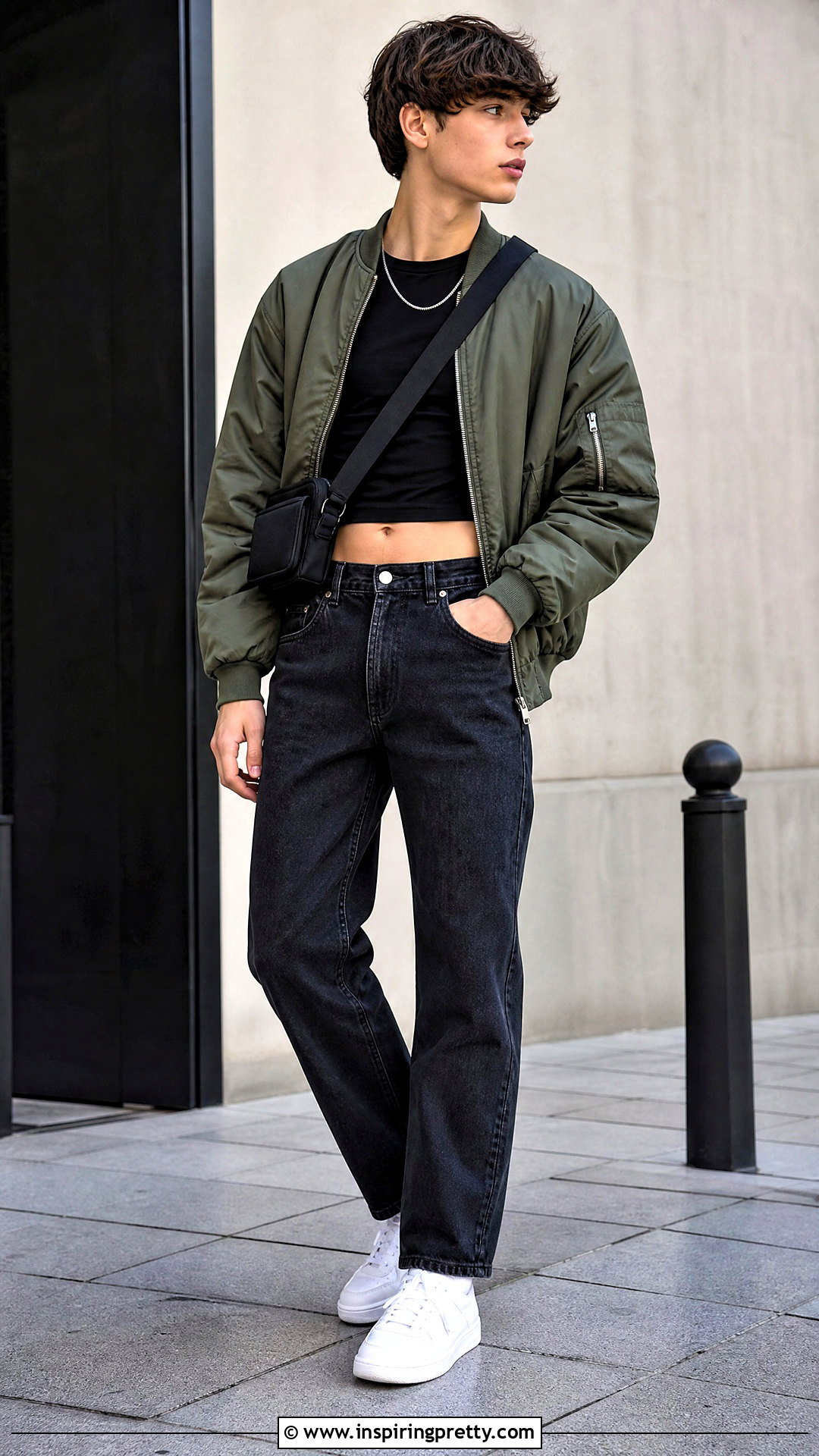 Boys Crop Top With Bomber Jacket - 20 boys crop tops outfit ideas