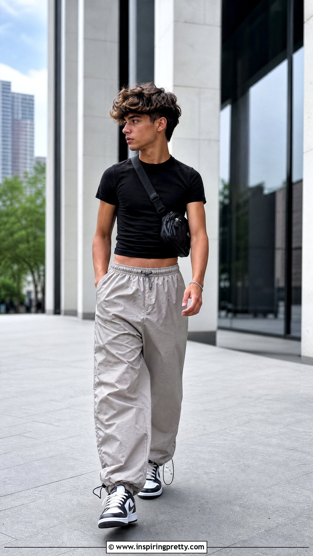 Boys Crop Top With Parachute Pants - 20 boys crop tops outfit ideas