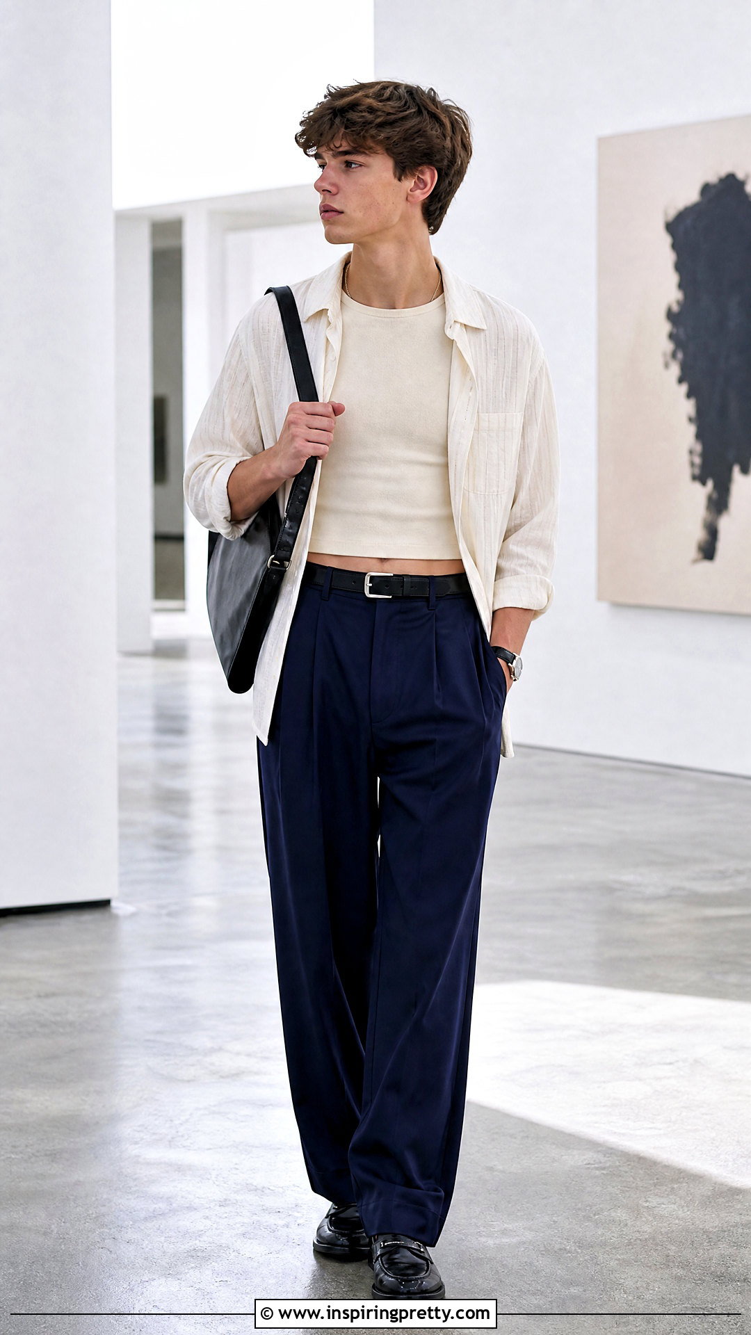 Boys Crop Top With Wide Leg Trousers - 20 boys crop tops outfit ideas