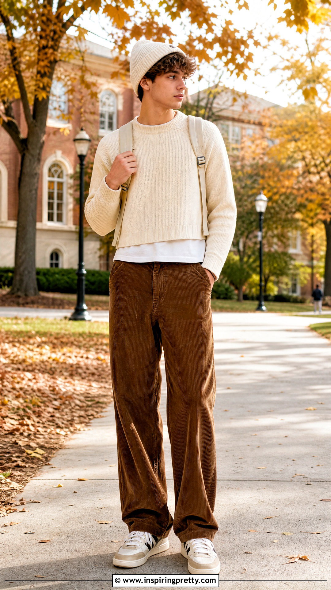 Boys Cropped Sweater With Corduroy Pants - 20 boys crop tops outfit ideas