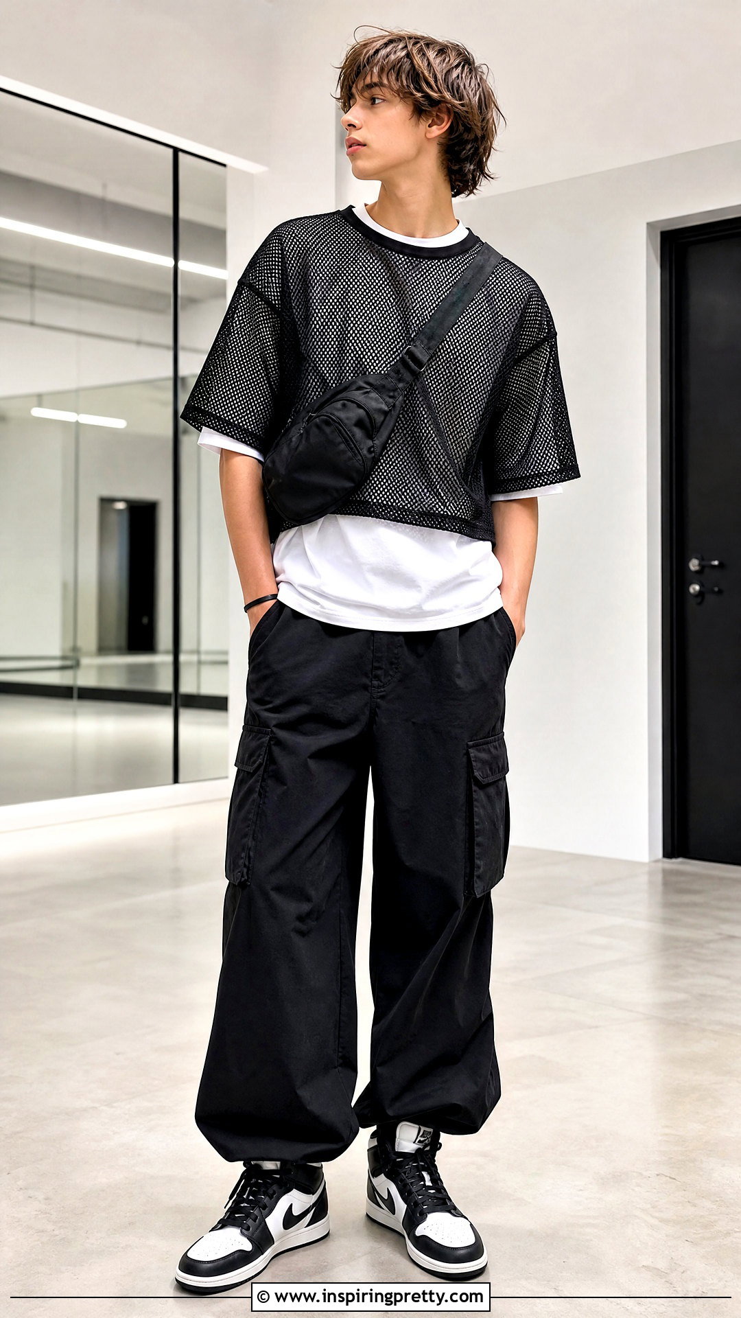 Boys Mesh Crop Top Layered Outfit - 20 boys crop tops outfit ideas