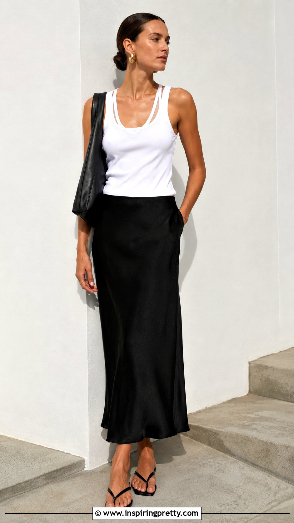 Braless White Tank Top With Black Slip Skirt - 20 white tank top braless ideas