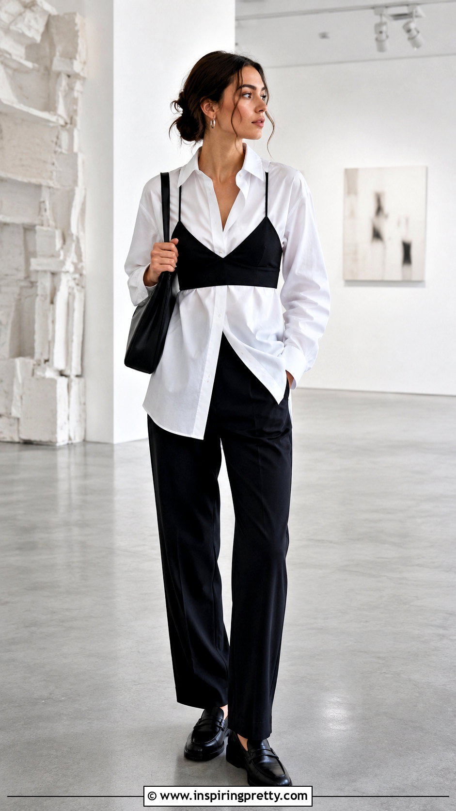 Bralette Over White Button Down Shirt - 20 bralette as a top outfit ideas
