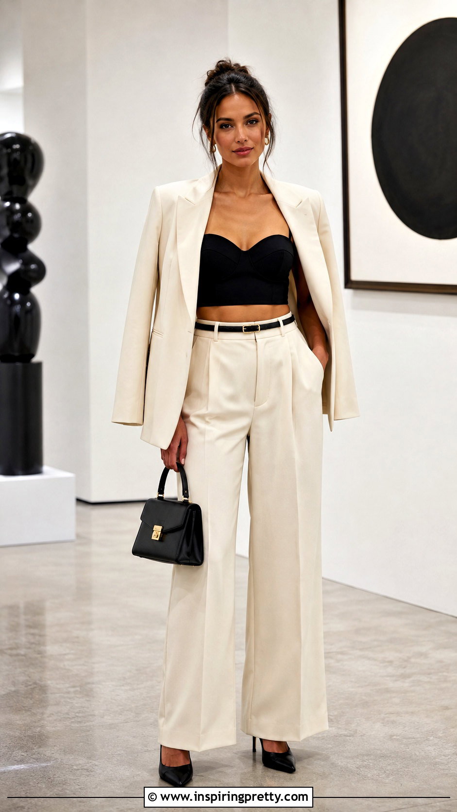 Bralette Top With Wide Leg Trousers - 25 bralette top outfit ideas