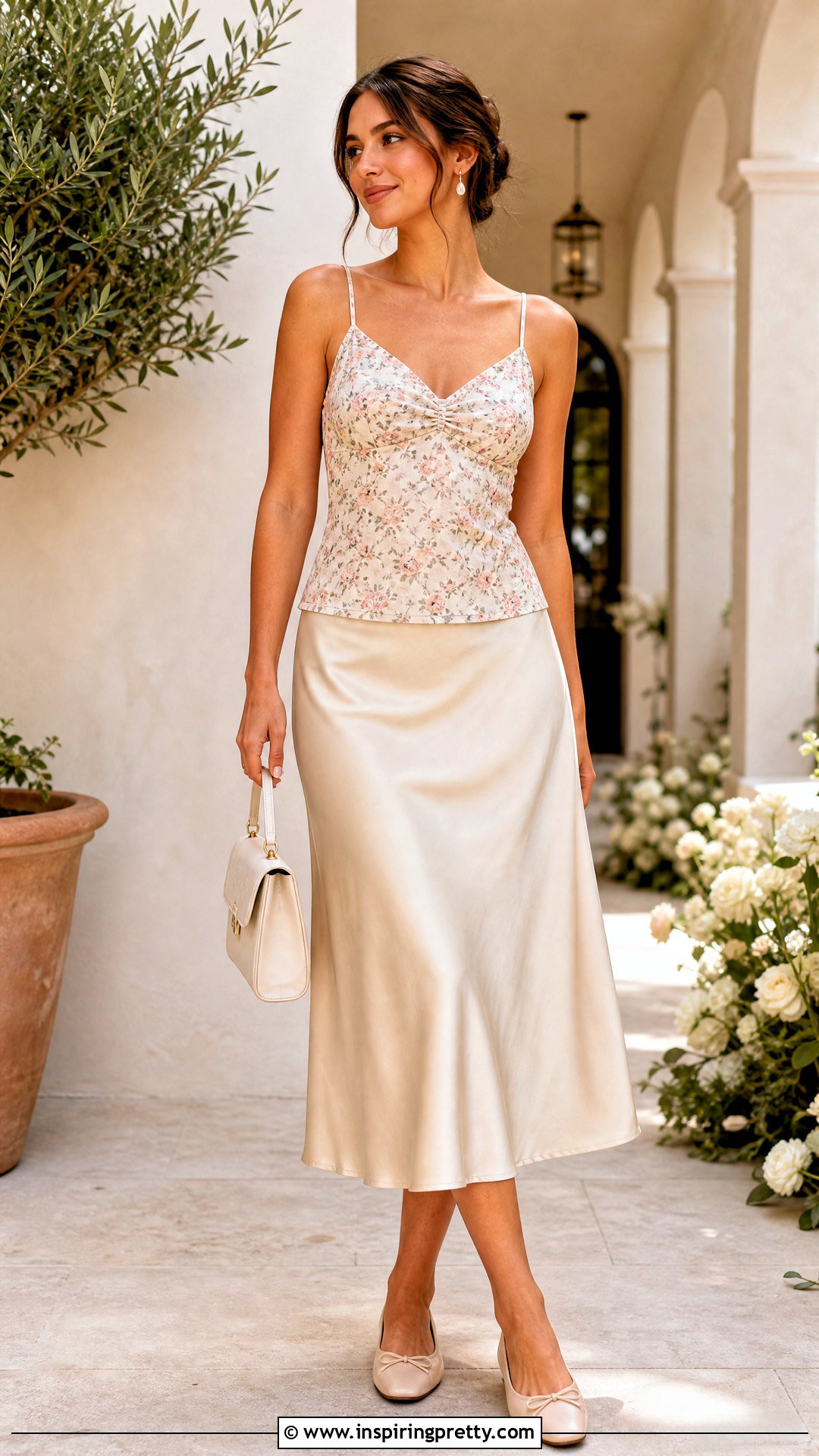 Brandy Floral Tank Top With A Satin Midi Skirt - 20 Flower Tank Top Brandy outfit ideas