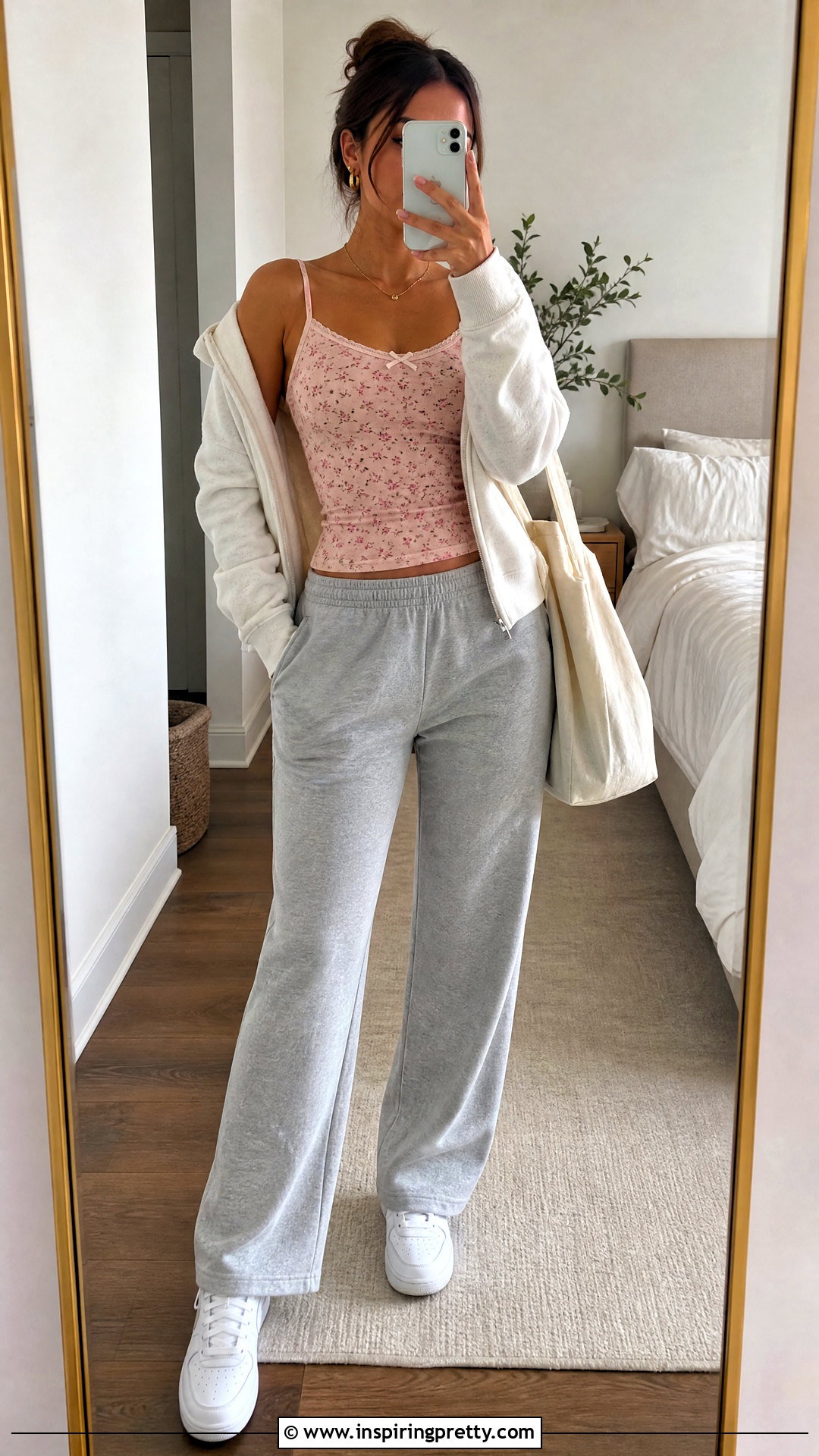 Brandy Floral Tank Top With Gray Sweatpants - 20 Flower Tank Top Brandy outfit ideas