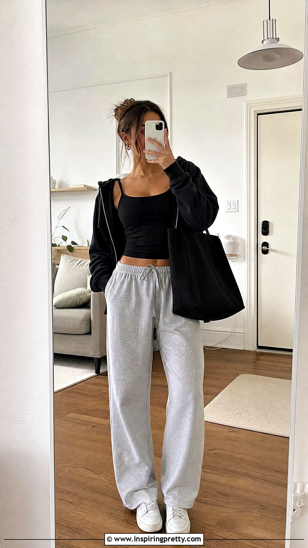 Brandy Melville Black Tank With Gray Sweatpants - 50 brandy melville tops outfit ideas