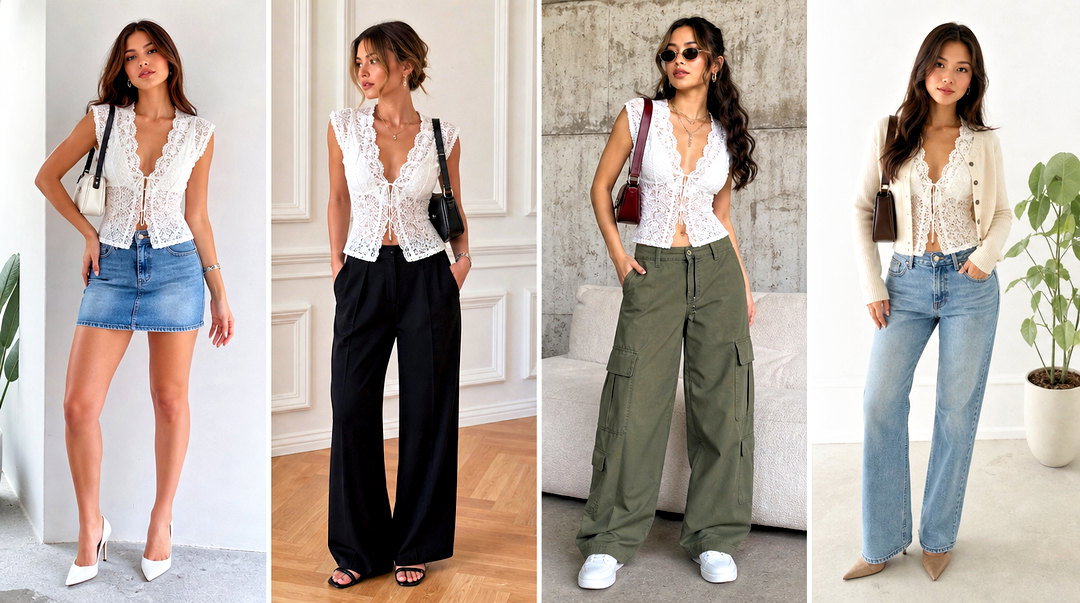 20 Brandy Melville Gina Lace Top Outfit Ideas for Y2K Style