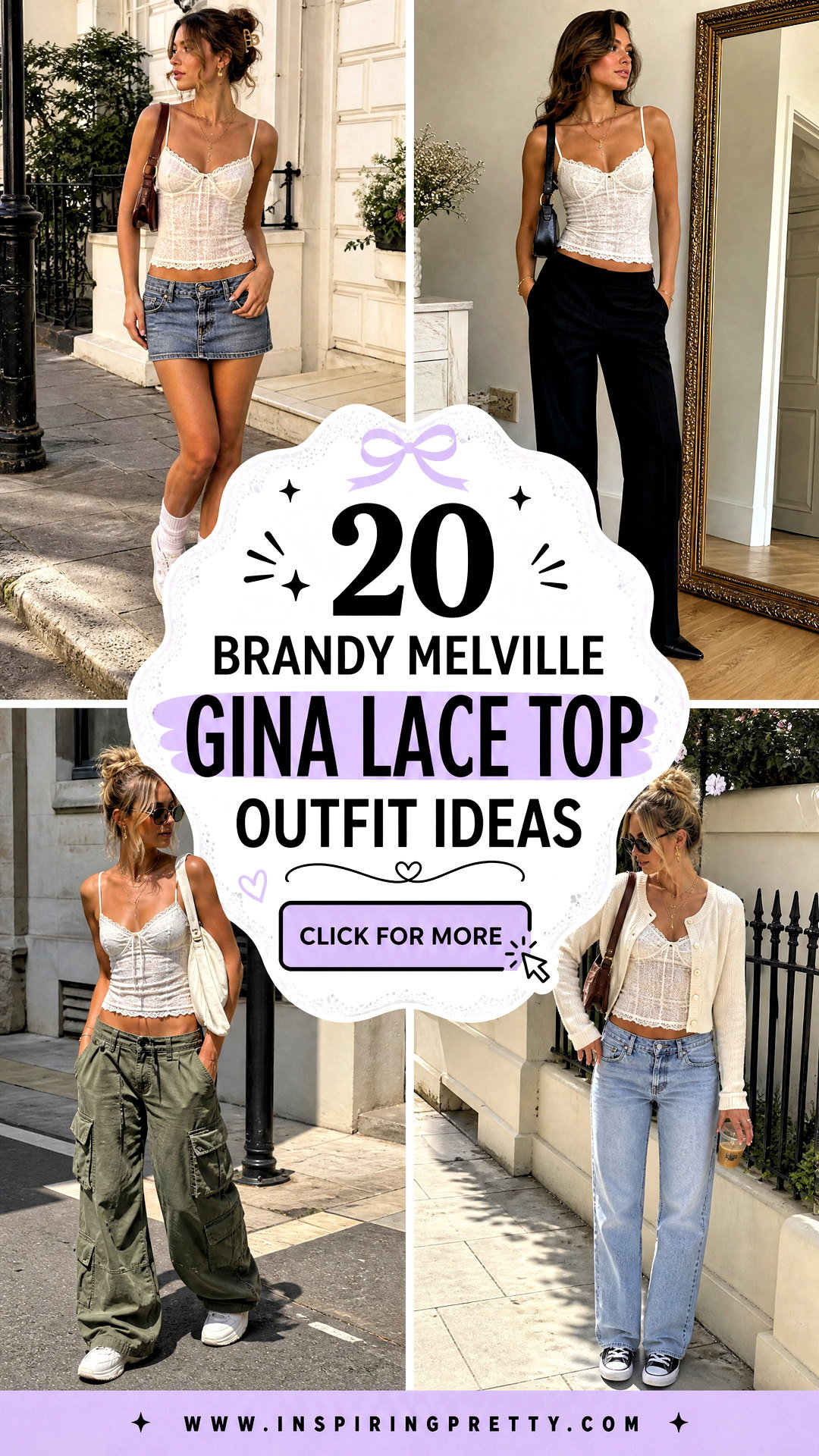 20 Brandy Melville Gina Lace Top Outfit Ideas for Y2K Style - 20 Brandy Melville Gina Lace Top Outfit Ideas for Y2K Style