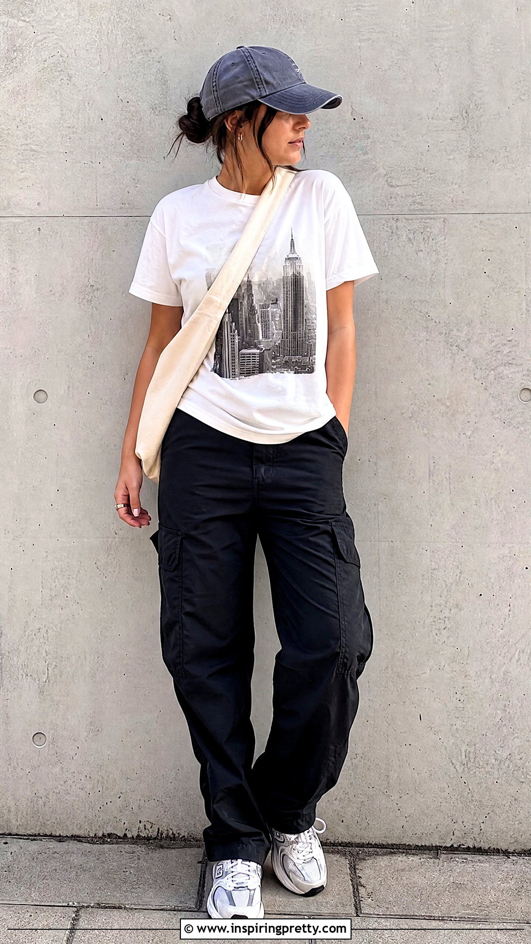 Brandy Melville Graphic Tee With Black Cargo Pants - 50 brandy melville tops outfit ideas