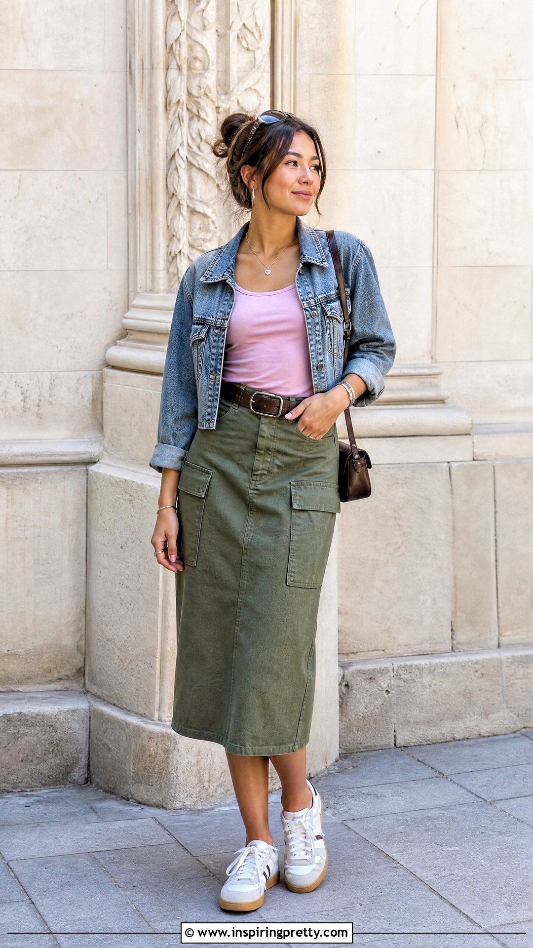 Brandy Melville Pink Tank Top With Utility Midi Skirt - 25 brandy melville pink tank top outfit ideas