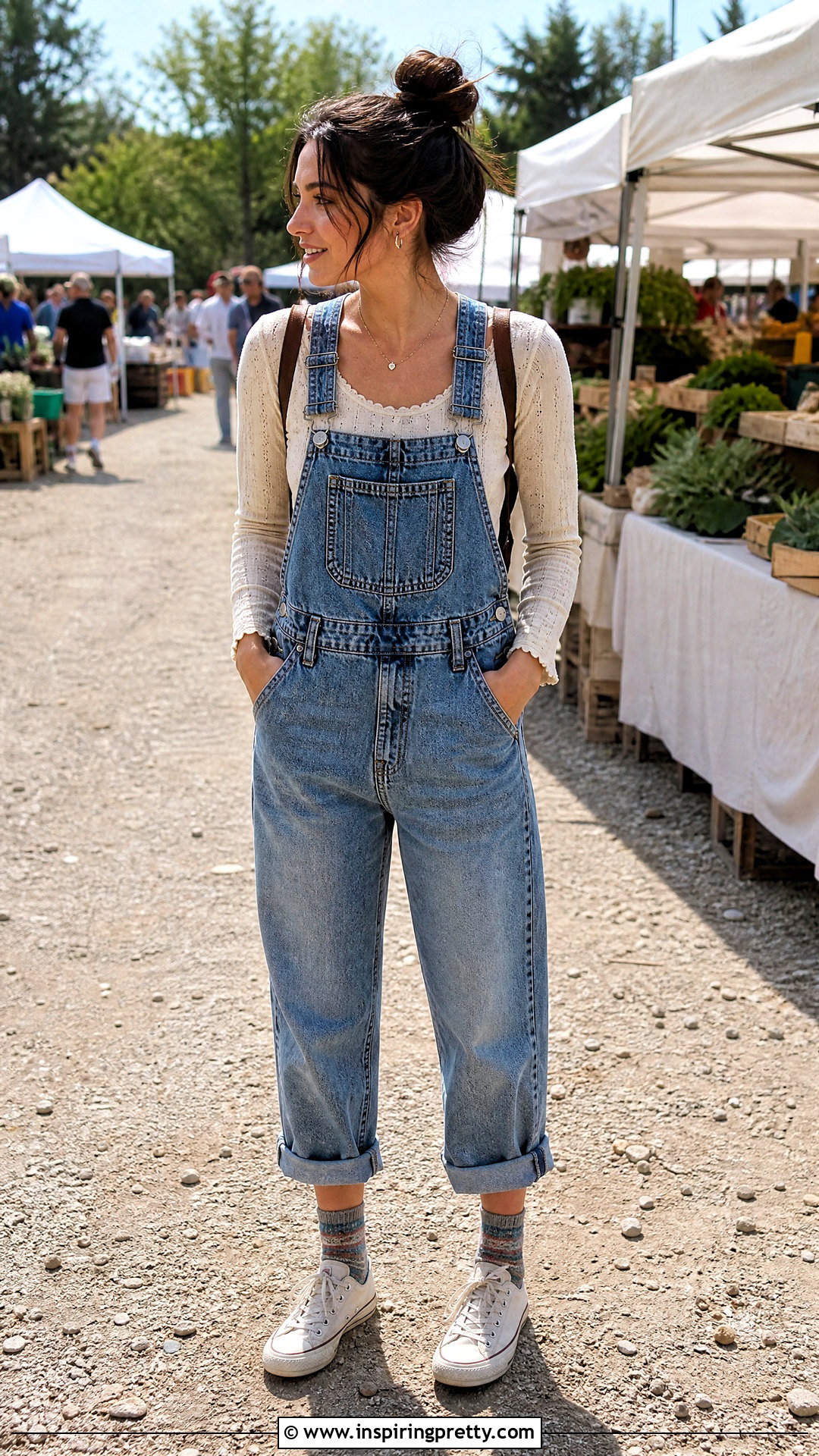Brandy Melville Pointelle Top With Denim Overalls - 25 Brandy Melville Pointelle Top outfit ideas