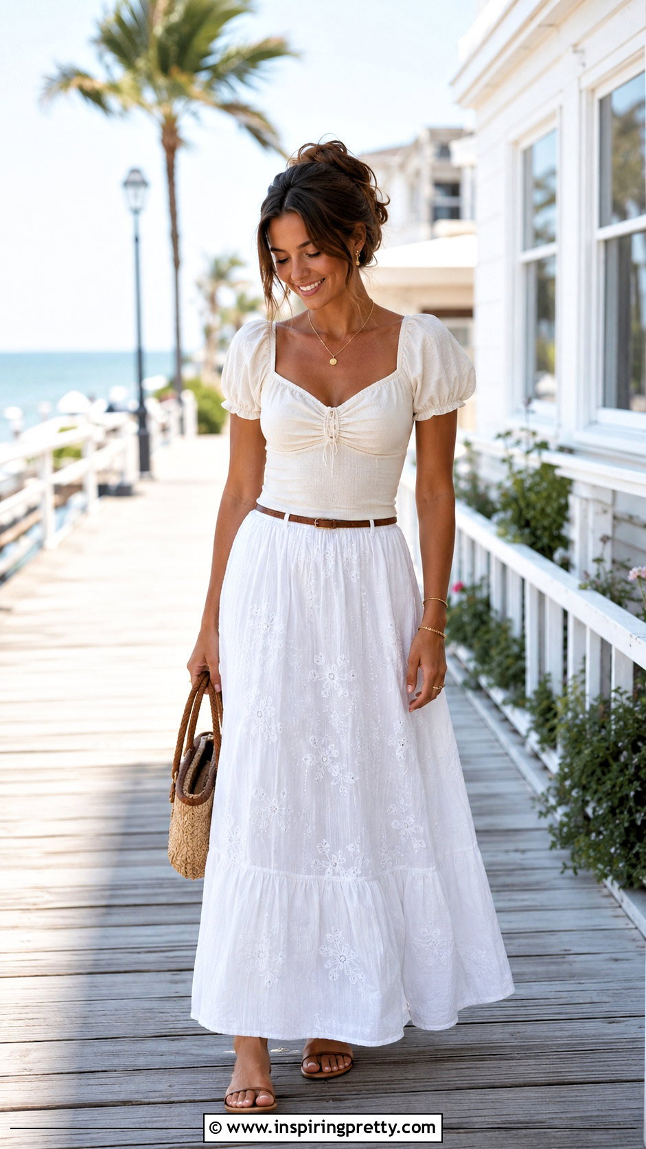Brandy Melville Puff Sleeve Top With White Maxi Skirt - 20 Brandy Melville Puff Sleeve Top outfit ideas