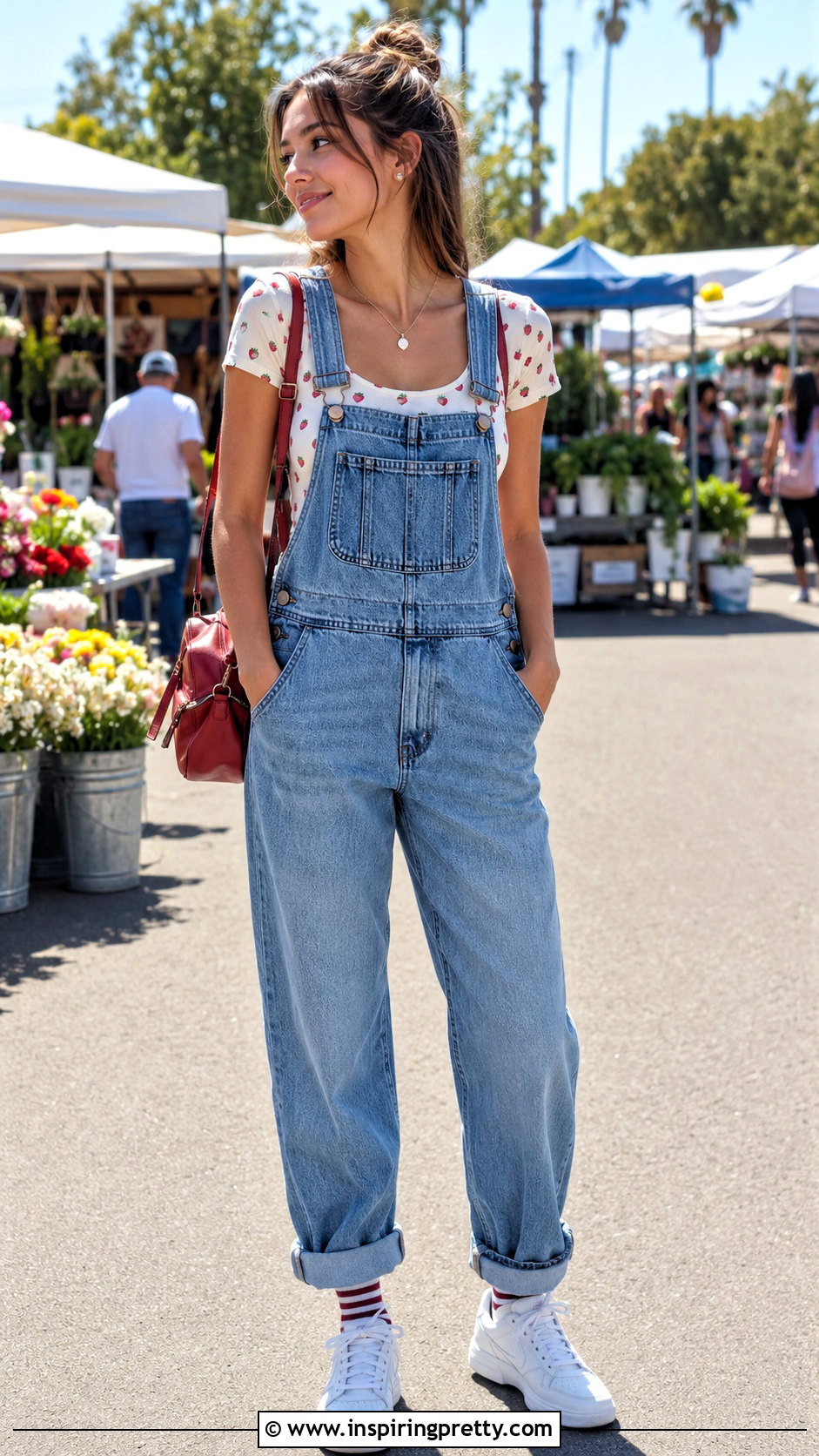 Brandy Melville Strawberry Top With Denim Overalls - 20 Brandy Melville Strawberry Top outfit ideas