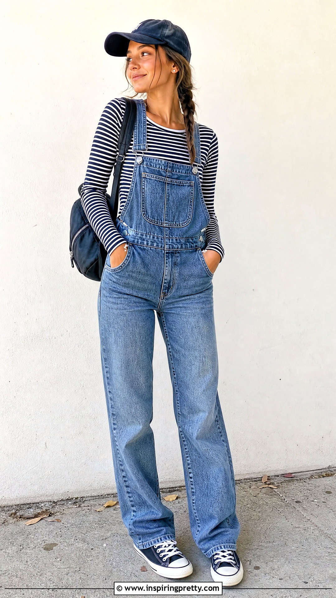 Brandy Melville Striped Long Sleeve Top With Denim Overalls - 50 brandy melville tops outfit ideas