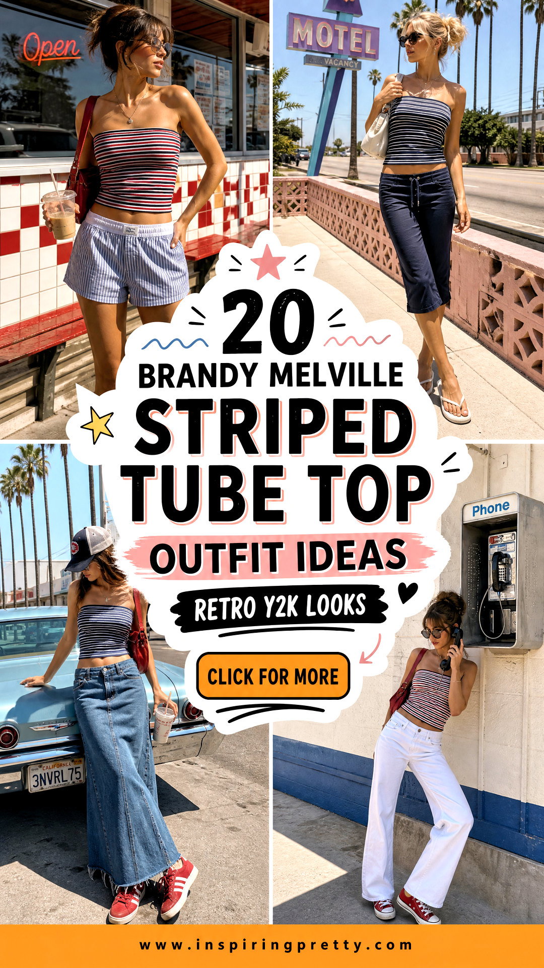 20 Brandy Melville Striped Tube Top Outfit Ideas Retro Y2K Looks - 20 Brandy Melville Striped Tube Top Outfit Ideas: Retro Y2K Looks