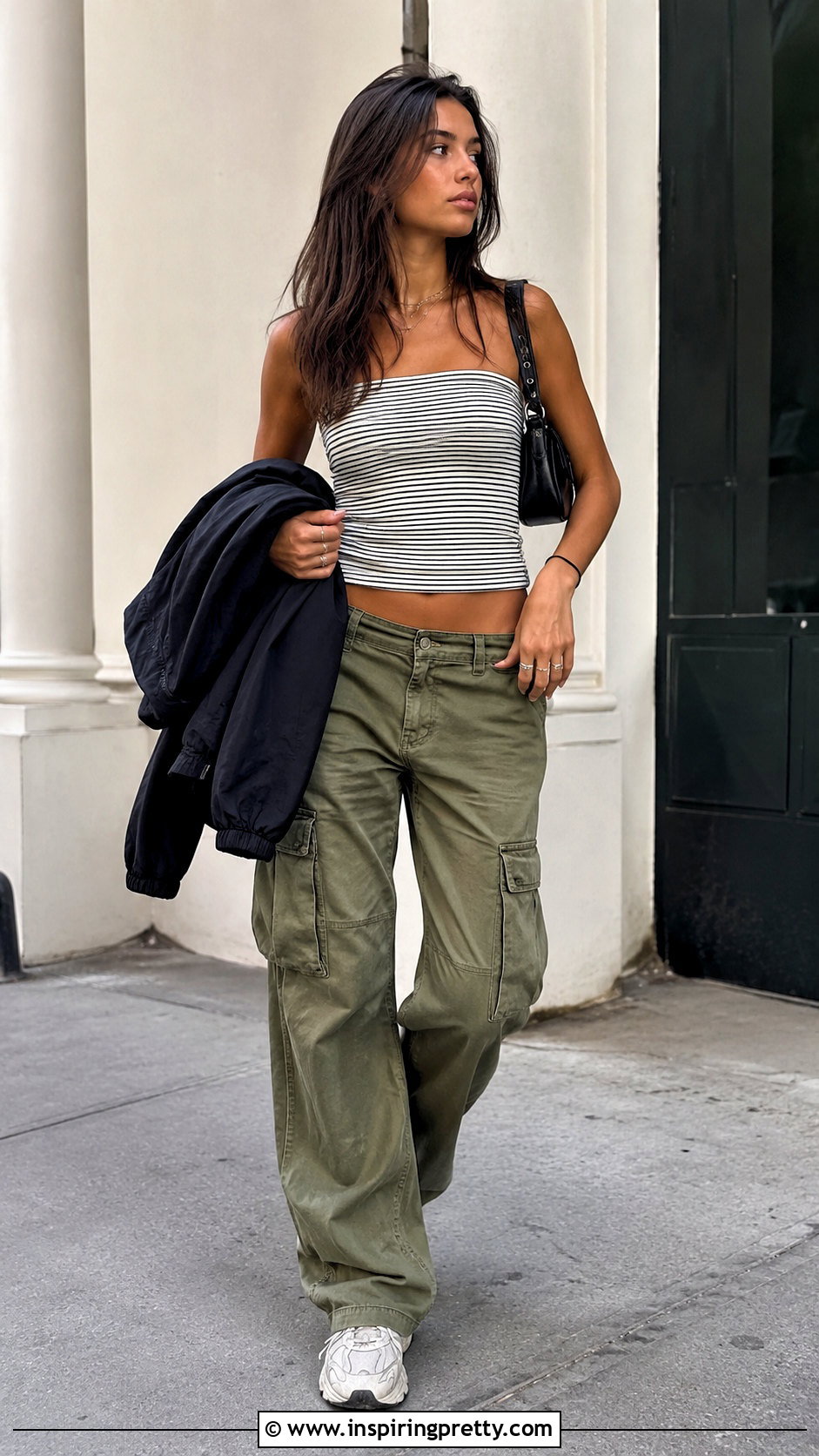 Brandy Melville Striped Tube Top With Cargo Pants - 20 Brandy Melville Striped Tube Top outfit ideas
