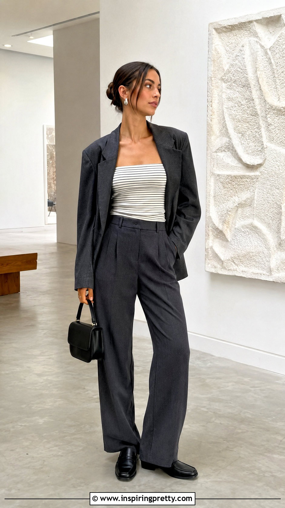 Brandy Melville Striped Tube Top With Tailored Trousers - 20 Brandy Melville Striped Tube Top outfit ideas