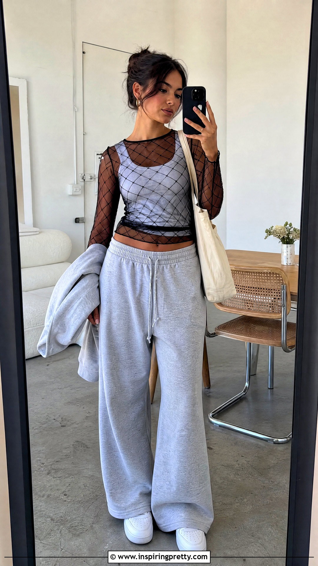 Brandy Mesh Top With Gray Sweatpants - 25 Brandy Mesh Top outfit ideas