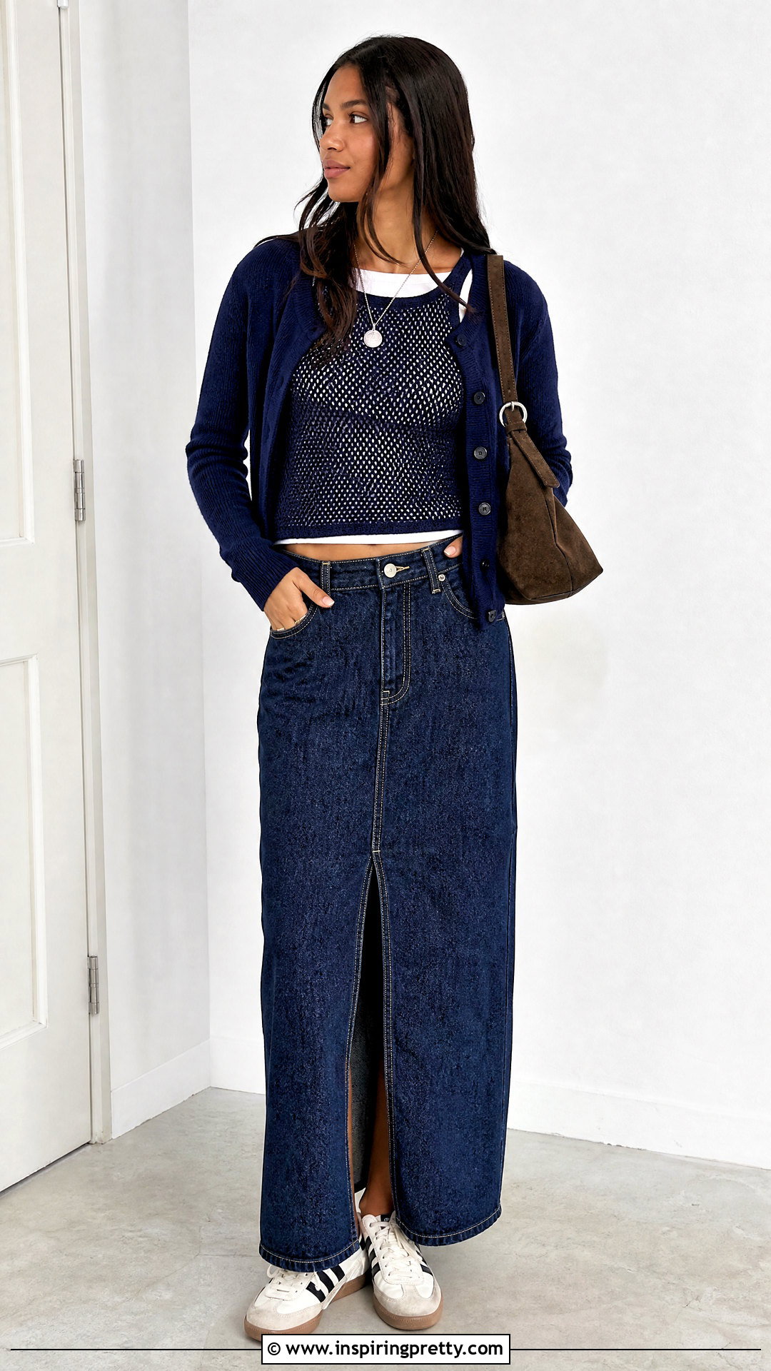 Brandy Mesh Top With Long Denim Skirt - 25 Brandy Mesh Top outfit ideas