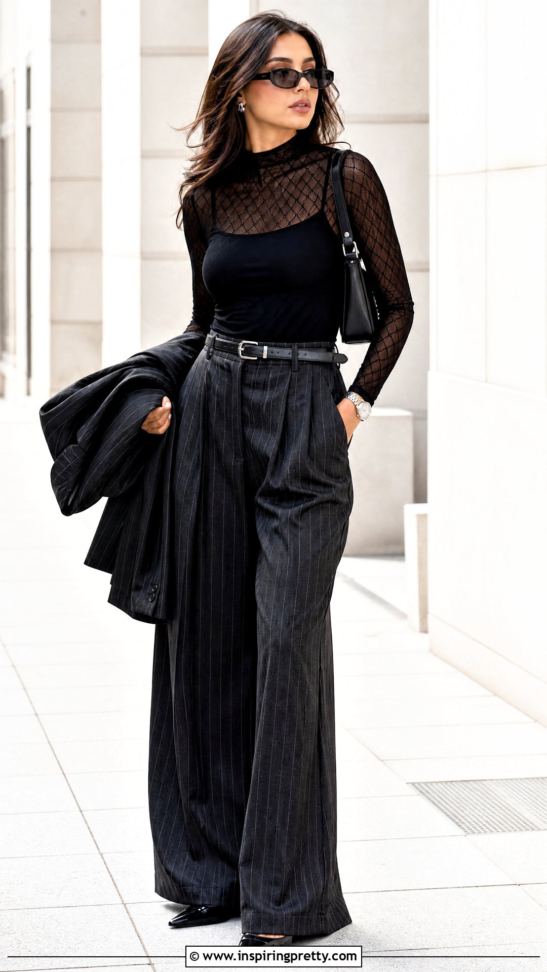 Brandy Mesh Top With Pinstripe Trousers - 25 Brandy Mesh Top outfit ideas