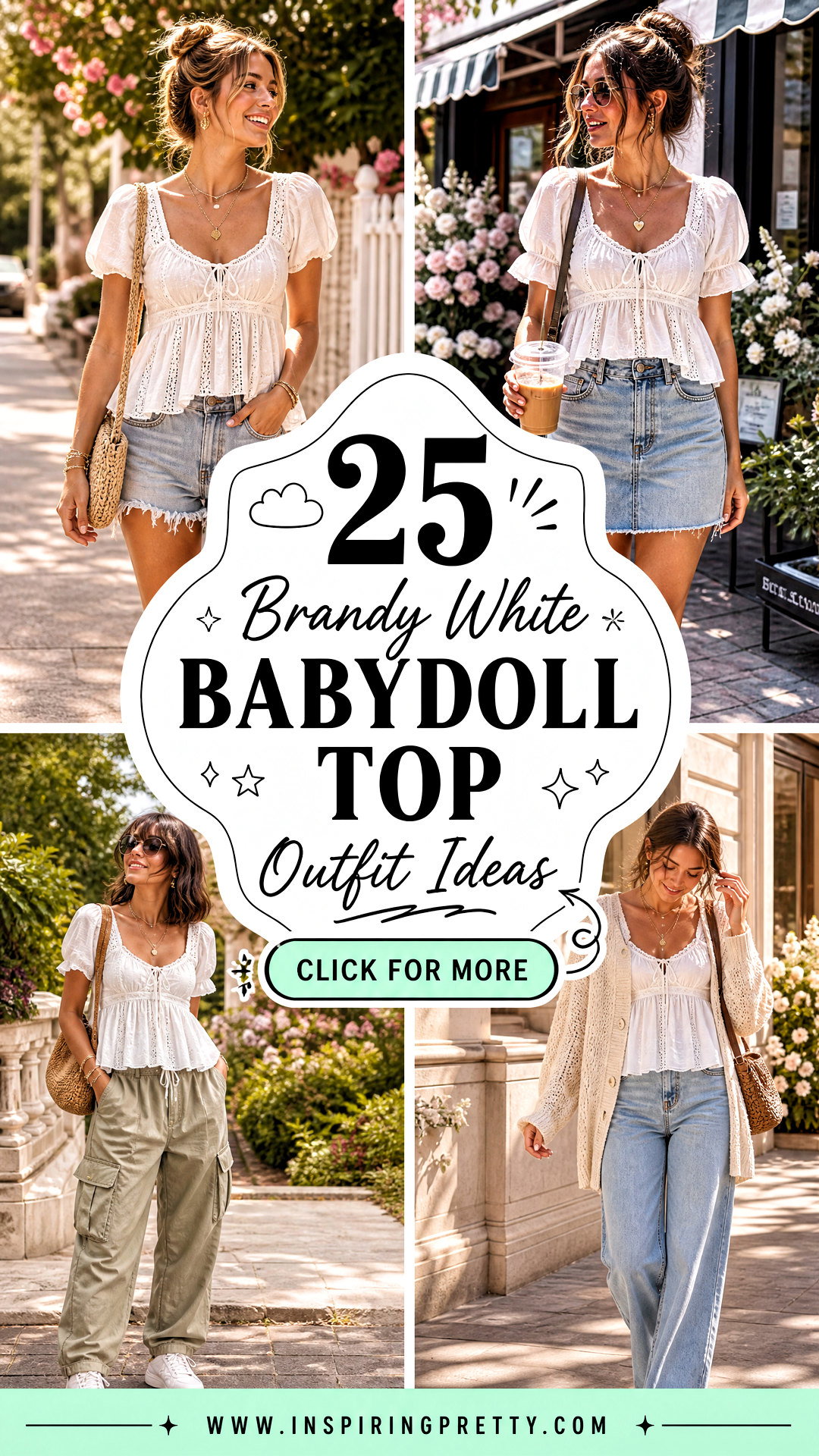 25 Brandy White Babydoll Top Outfit Ideas for Dreamy Looks - 25 Brandy White Babydoll Top Outfit Ideas for Dreamy Looks