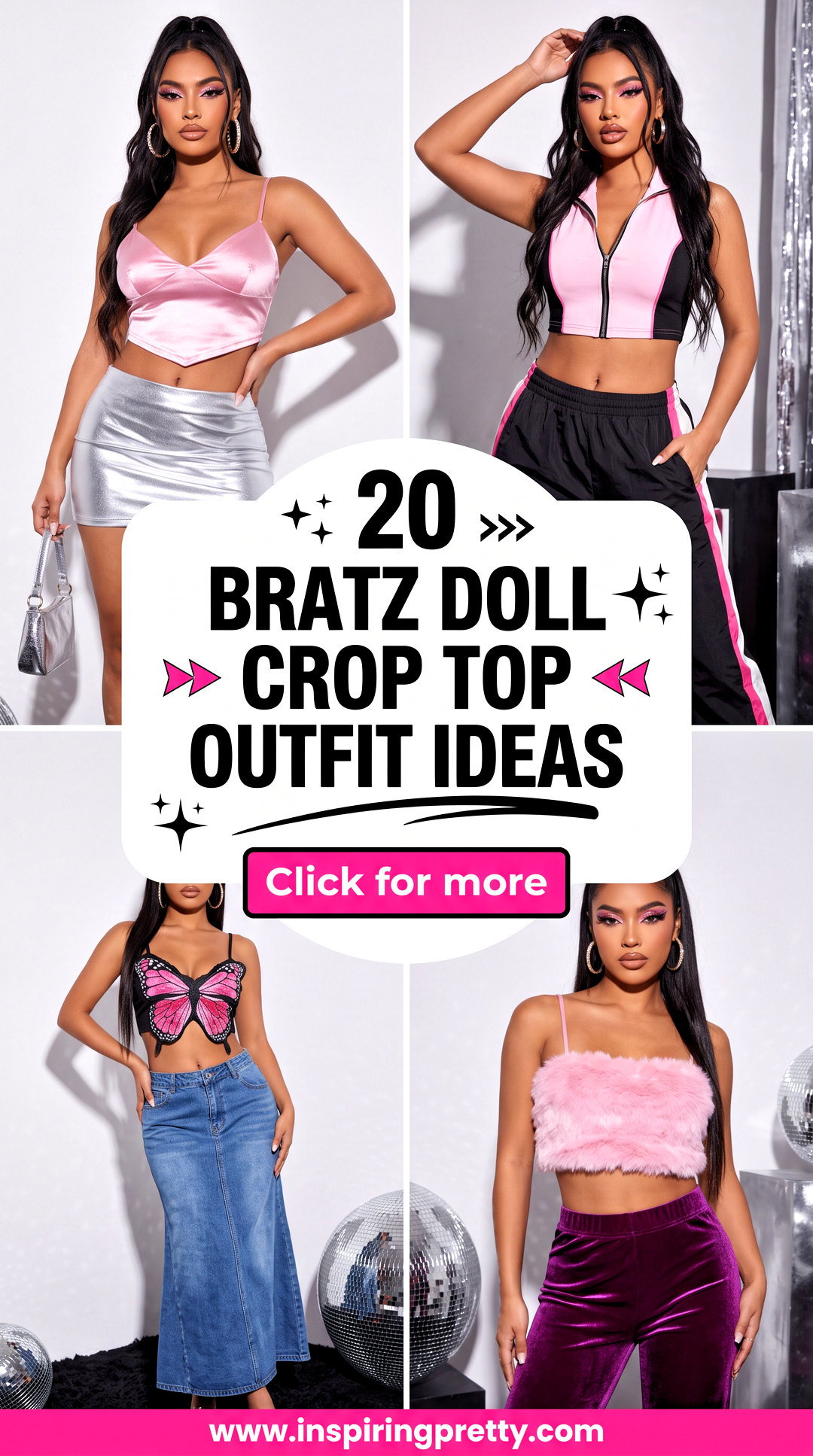 20 Bratz Doll Crop Top Outfit Ideas Bold Y2K Party Style - 20 Bratz Doll Crop Top Outfit Ideas: Bold Y2K Party Style