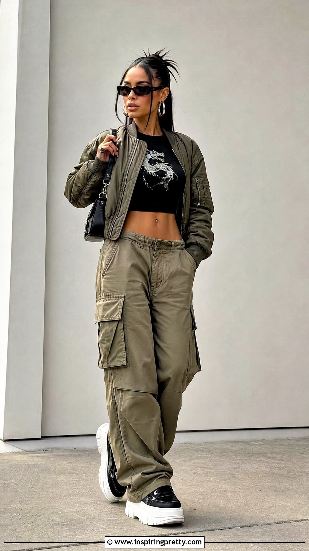 Bratz Doll Graphic Crop Top With Cargo Pants - 20 bratz doll crop top outfit ideas