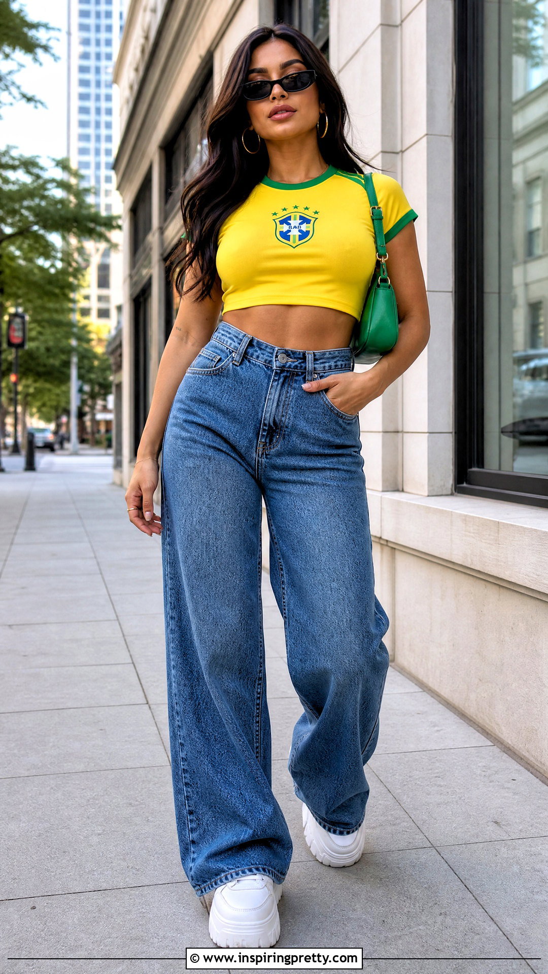 Brazil Crop Top With Blue Wide Leg Jeans - 50 brazil top outfit ideas