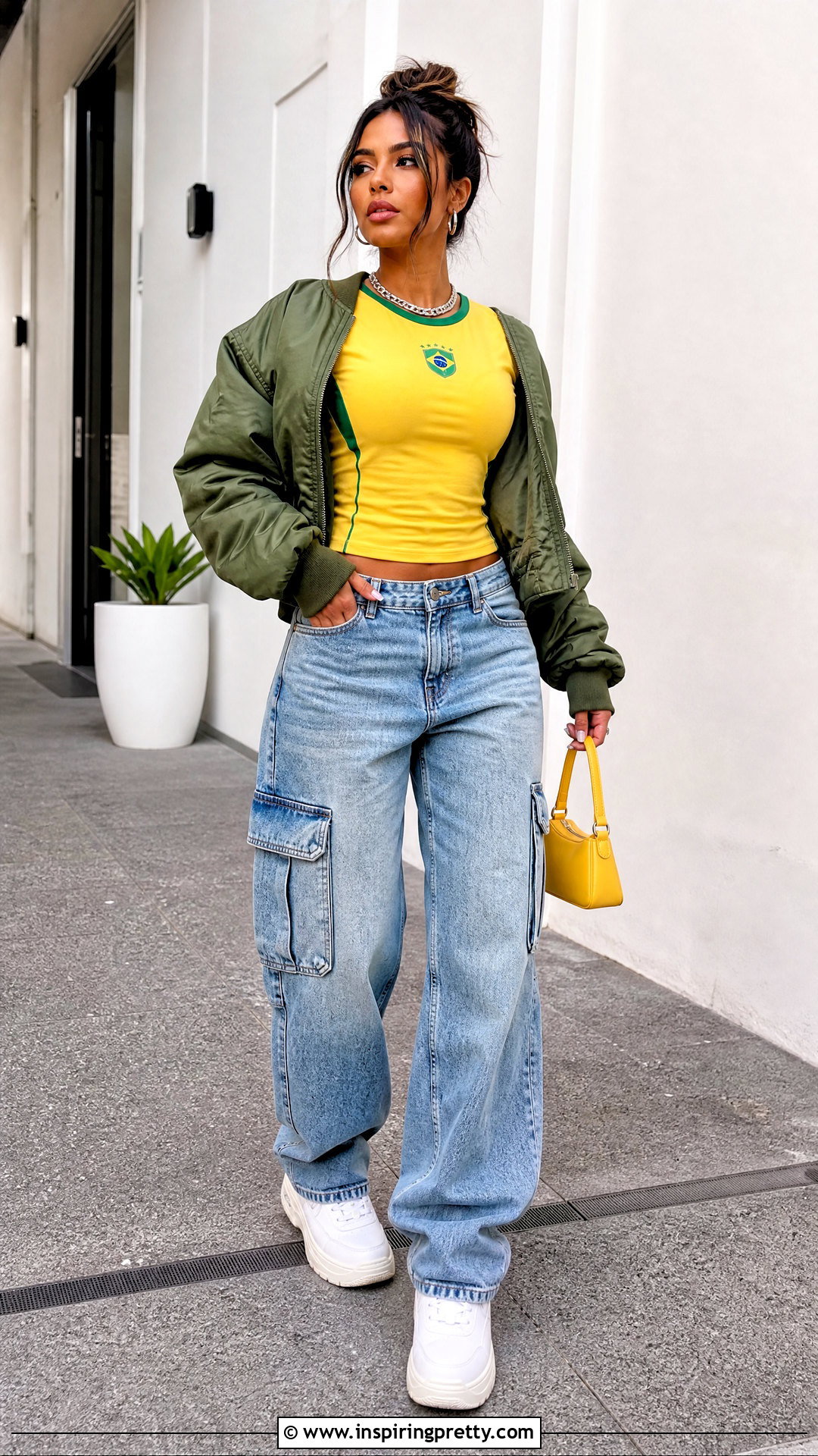 Brazil Top With Blue Cargo Jeans - 50 brazil top outfit ideas