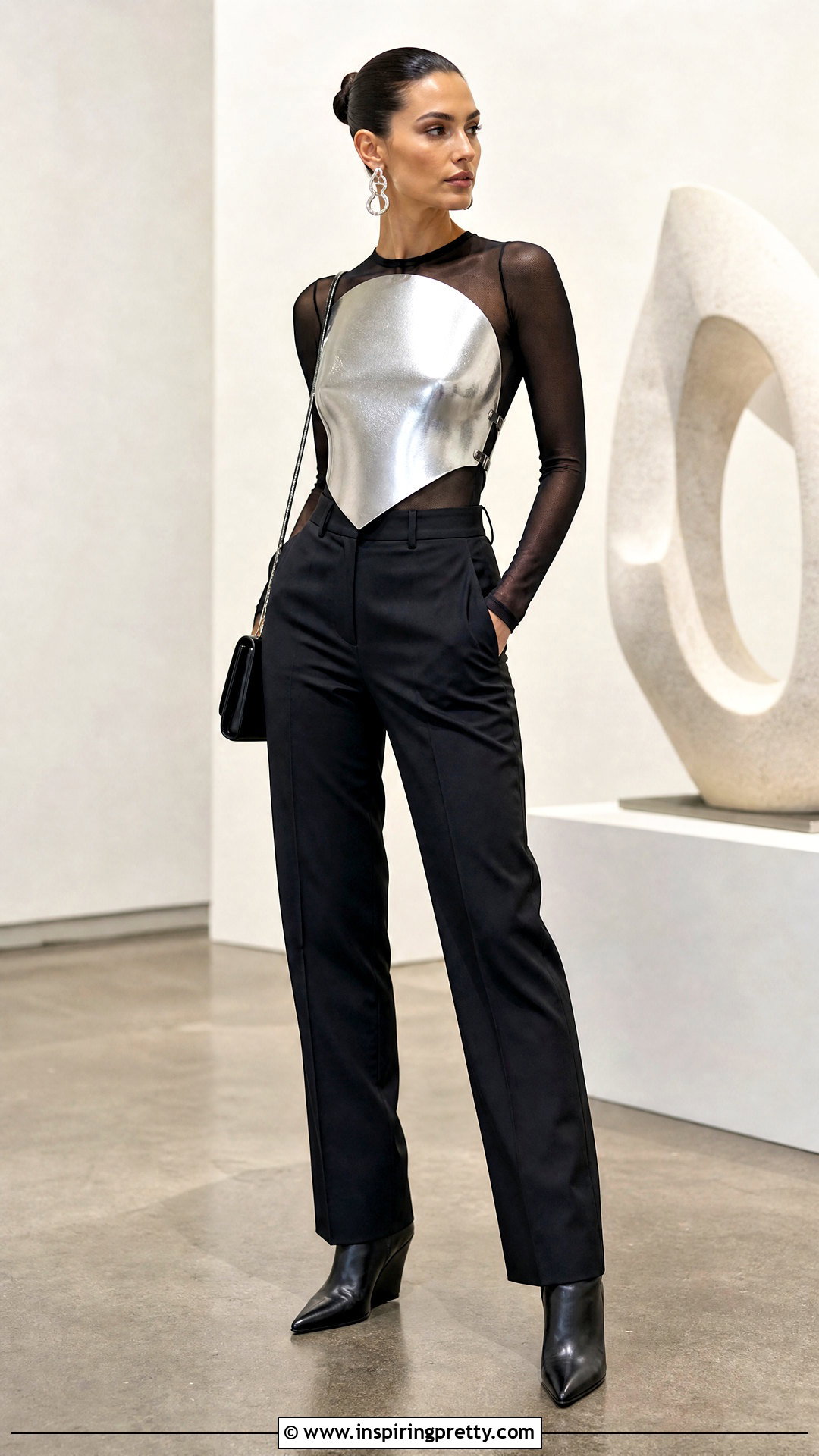 Breastplate Top Over A Mesh Long Sleeve Top - 25 breastplate top outfit ideas
