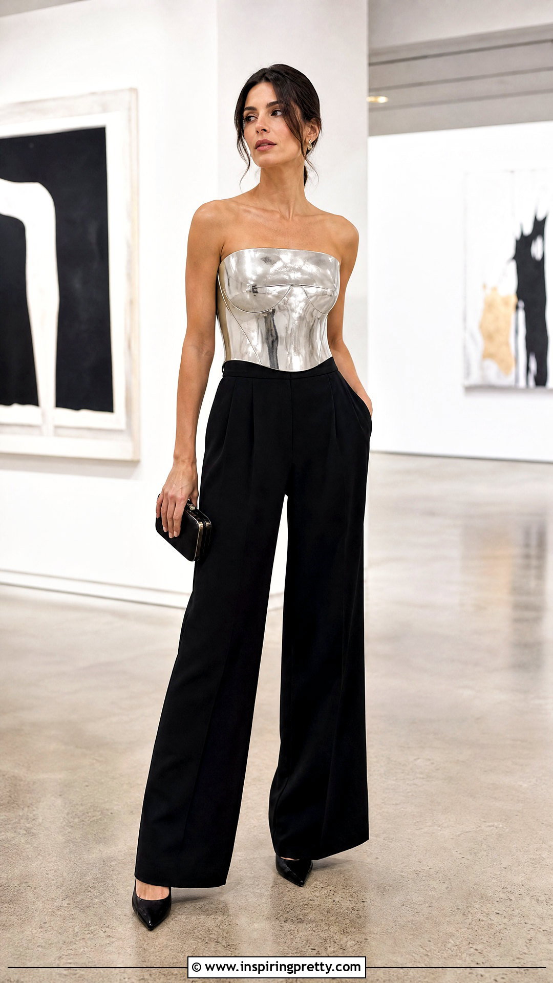 Breastplate Top With Wide Leg Trousers - 25 breastplate top outfit ideas