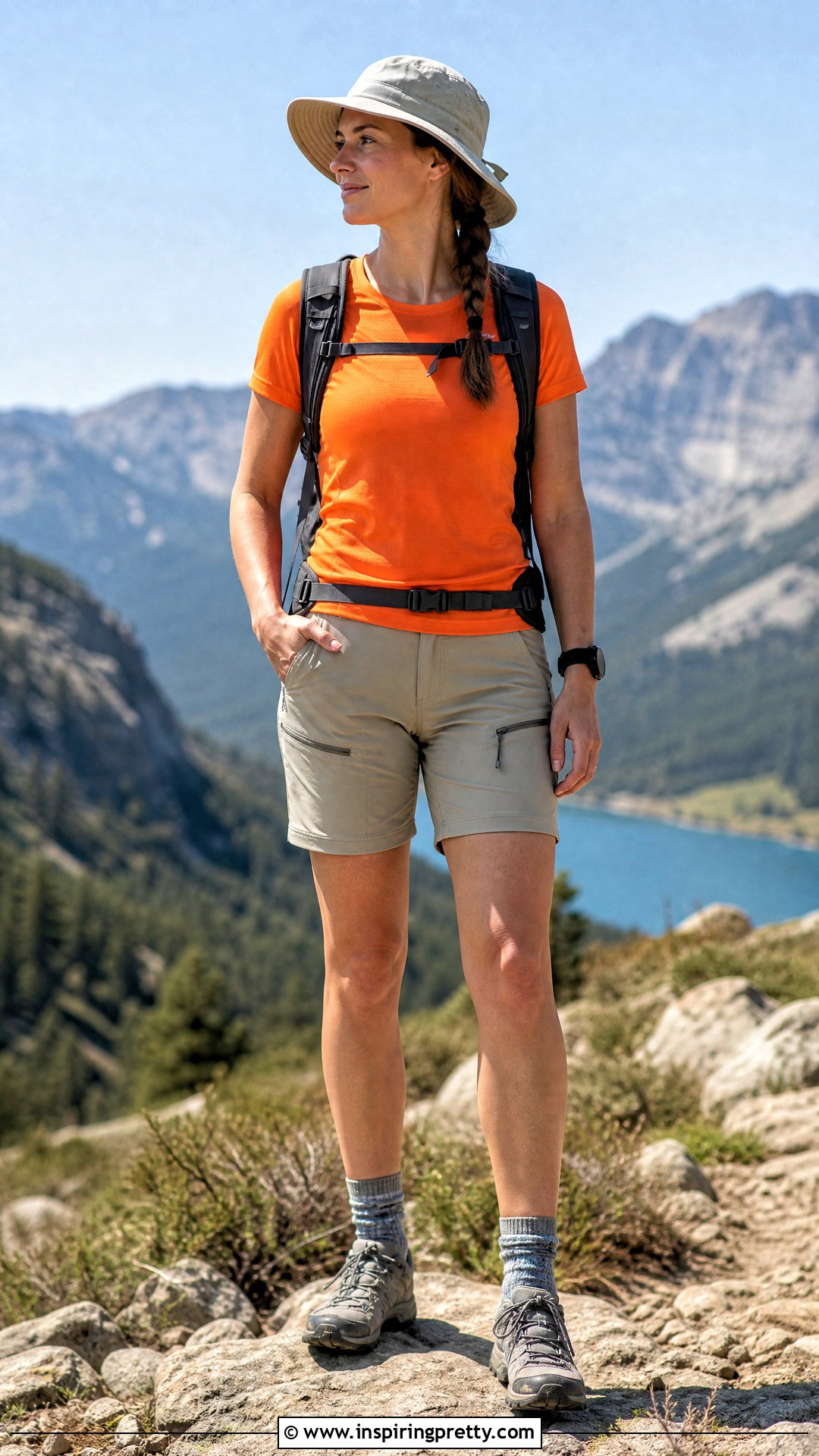 Breathable Base Layer Top With Hiking Shorts - 20 breathable athletic top outfit ideas