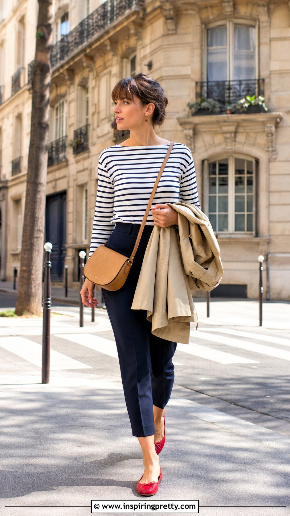 Breton Audrey Hepburn Top With Cropped Trousers - 25 Audrey Hepburn Tops outfit ideas