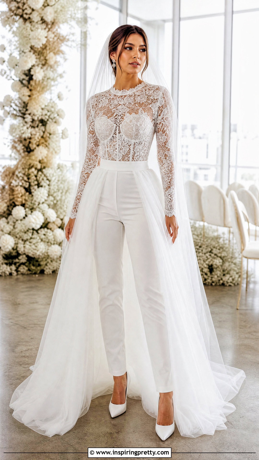 Bridal Bodysuit With Detachable Overskirt And Pants - 20 Bridal Bodysuit Top outfit ideas