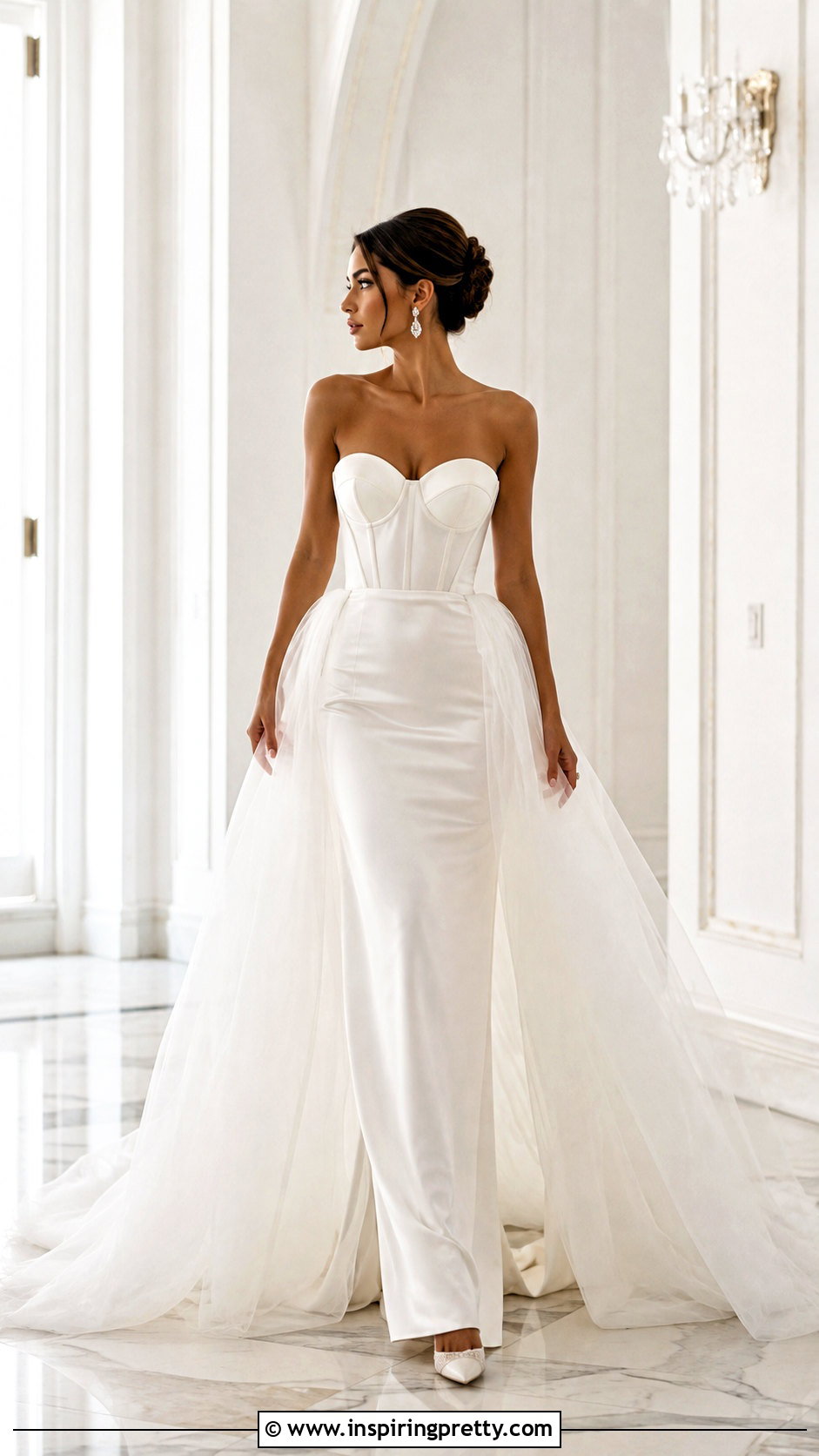Bridal Bustier Top With Detachable Overskirt - 25 Bridal Bustier Top outfit ideas