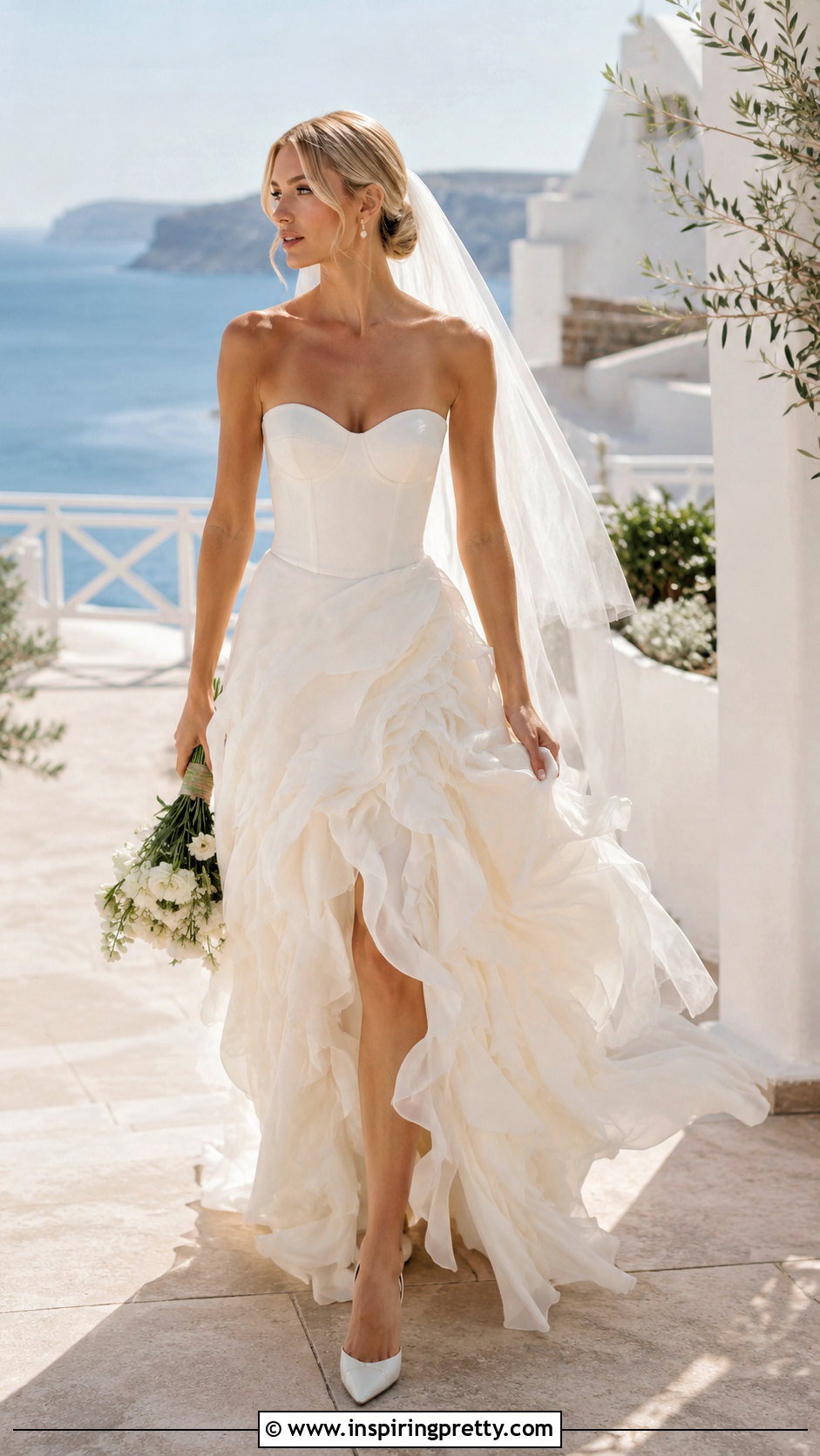 Bridal Bustier Top With Ruffled Maxi Skirt - 25 Bridal Bustier Top outfit ideas